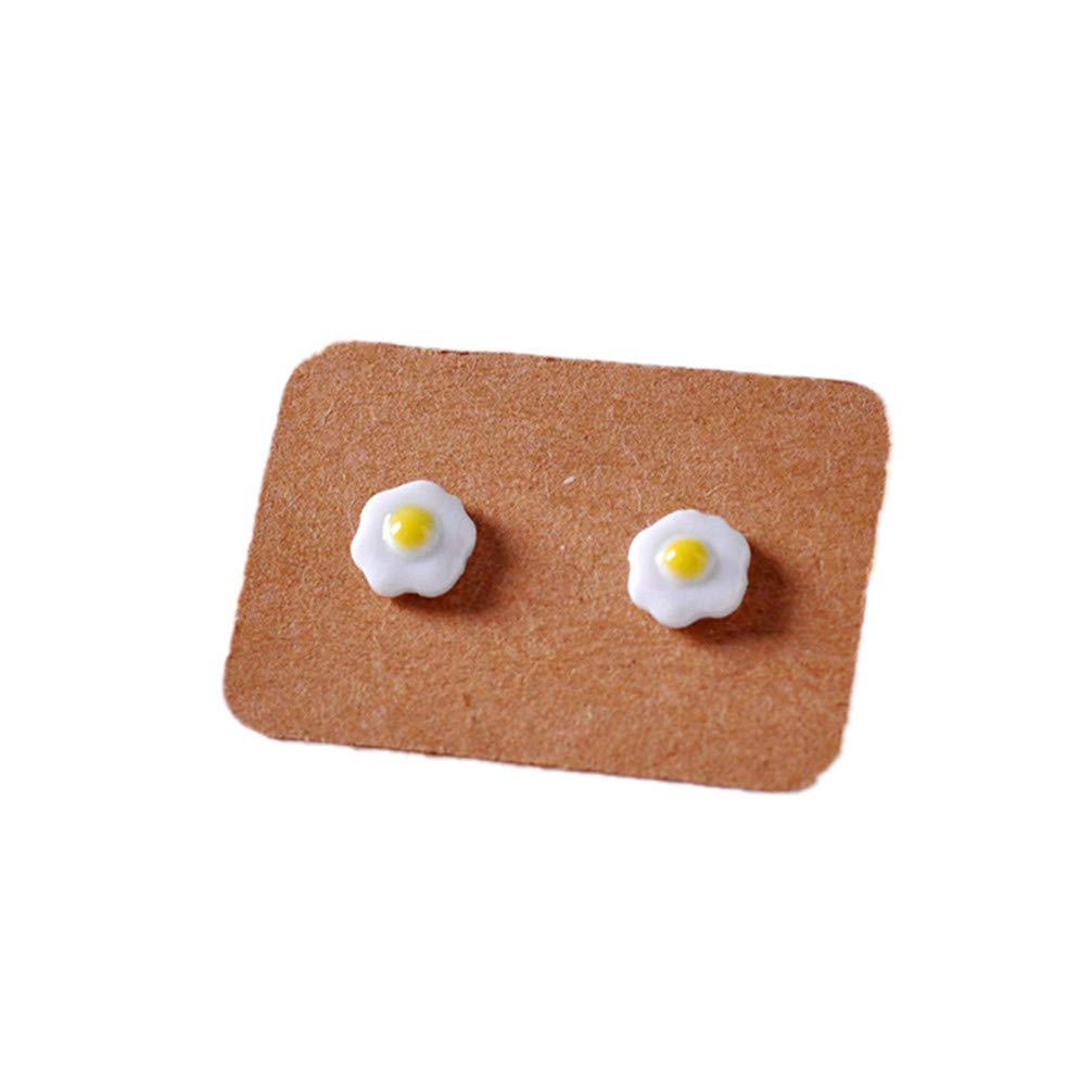 Toporchid Unique Designer Cute Enamel Fried Egg Earrings for Women - Fun Breakfast-Themed Jewelry Accessories for Casual Wear, Gift Giving & Fashion Statements