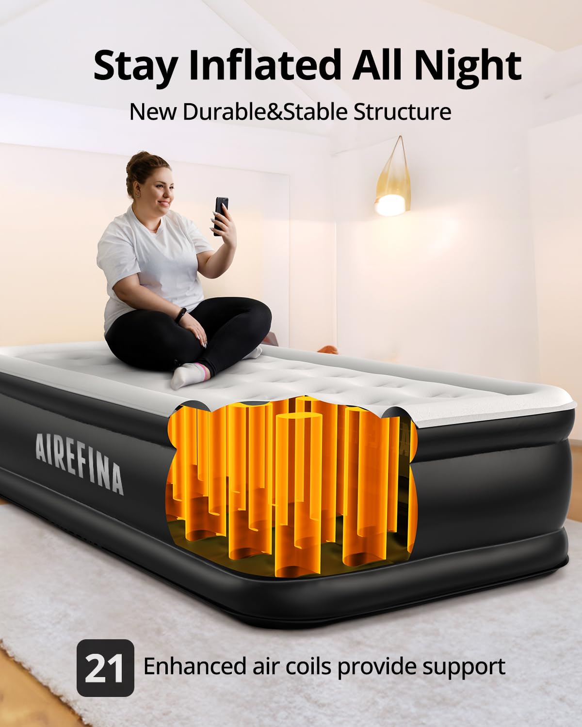 **Airefina Twin Air Mattress with Built-in Pump - 18