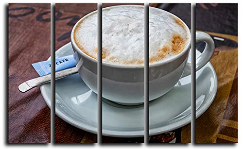 5-Piece Coffee Theme Wall Art Set - Large Cappuccino Painting Canvas Prints (35x55 in) - Perfect for Café, Restaurant & Home Kitchen Decor