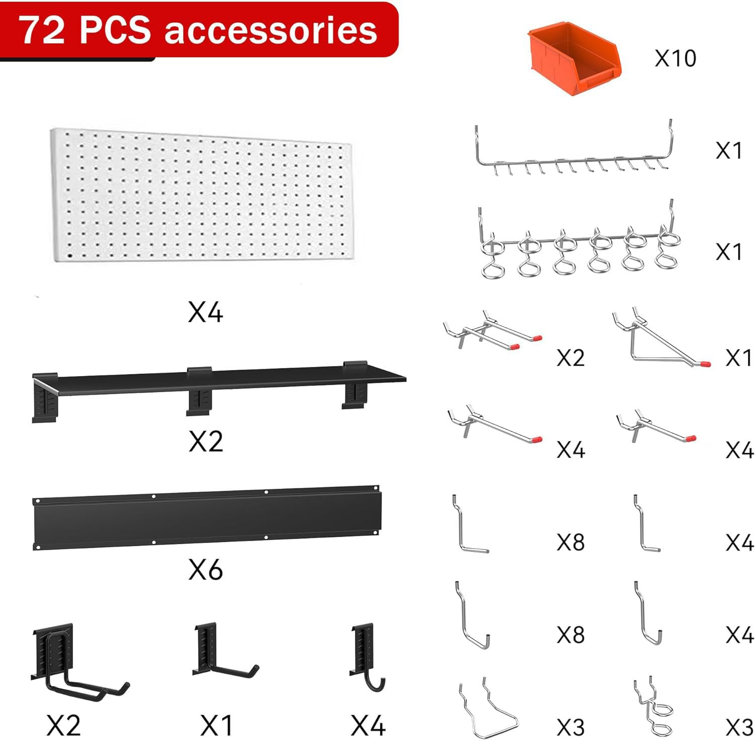 Ultrawall Pegboard Wall Organizer - 48x36 Inch Garage Storage Panel with Hooks & Storage Bins - Heavy Duty Tool Board for Workshop, Garage & Home Organization - Includes 72pcs Accessories