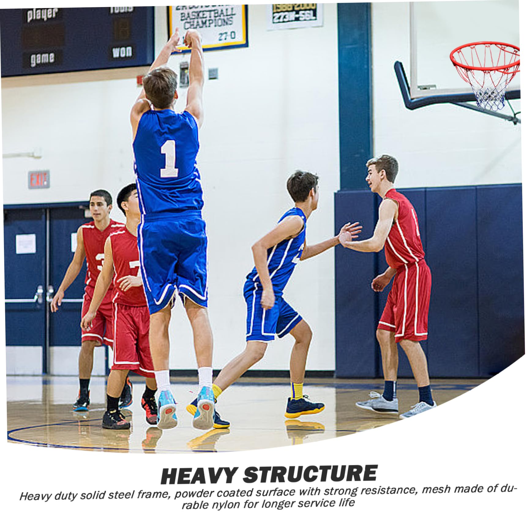 15 Inch Steel Basketball Rim Replacement with Net - Durable Wall Mount Hoop for Kids & Adults - Indoor & Outdoor Sports Equipment for Driveway, Backyard, Gym & Playground Use