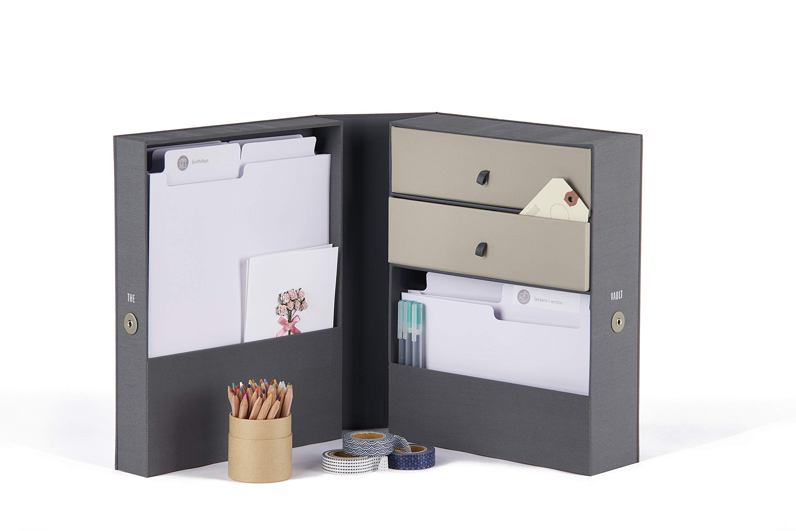 All-in-One Desk Organizer with Storage Compartments - Slate Gray Office & Home Organization for Files, Documents, Stationery & Supplies | Perfect for Work Desks, Home Offices & Study Spaces