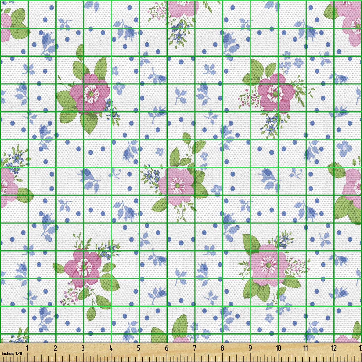 Ambesonne Shabby Floral Fabric by The Yard - Classic Peony Flowers with Circular Bouquets, Pink & Blue Upholstery Fabric for Sofa, Curtains, Pillows - 10 Yards, Home Decor & DIY Craft Projects