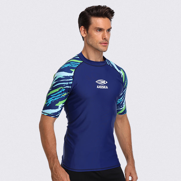 Men's UPF 50+ Sun Protection Rash Guard Shirt - Quick Dry Swim Shirt for Surfing, Swimming & Beach Activities - Tide Design