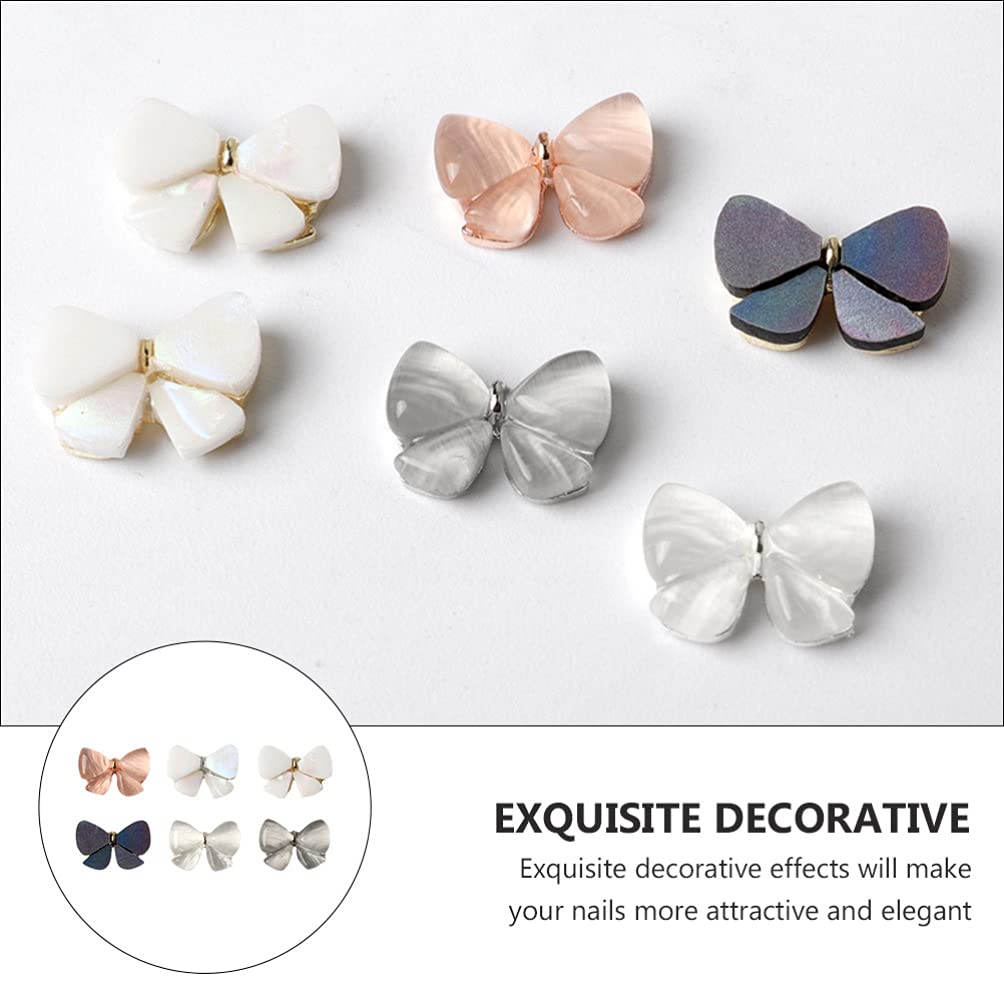 Beaupretty 6pcs Nail Art Studs with Bowknot Design - Self-Adhesive Nail Decals for Manicure & Nail Art - Perfect for DIY Nail Decoration, Parties, Weddings and Special Occasions