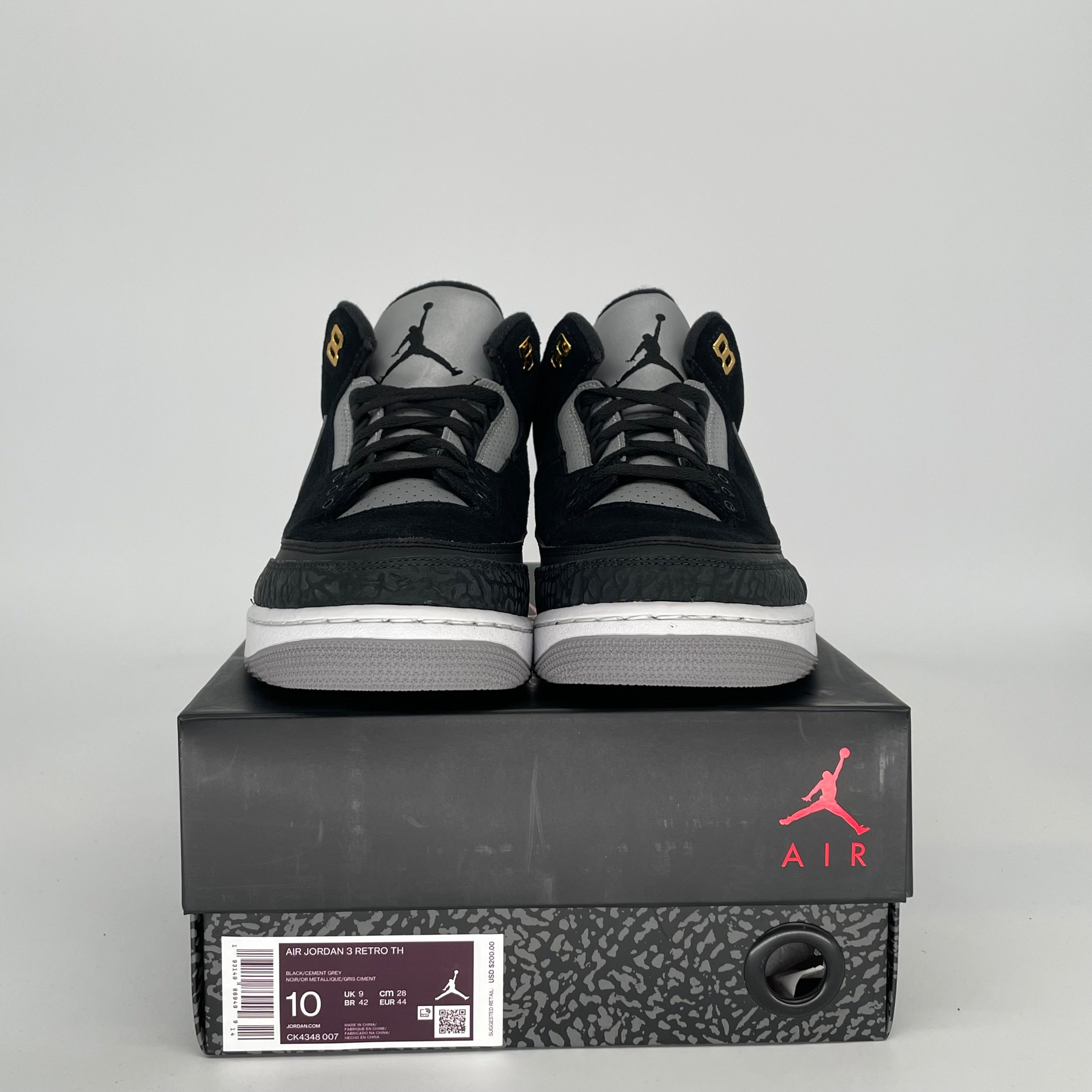 AIR JORDAN 3 TINKER Black Cement Gold Men's Basketball Shoes Size 10 - CK4348-007 | Retro Sneakers for Streetwear & Basketball Games