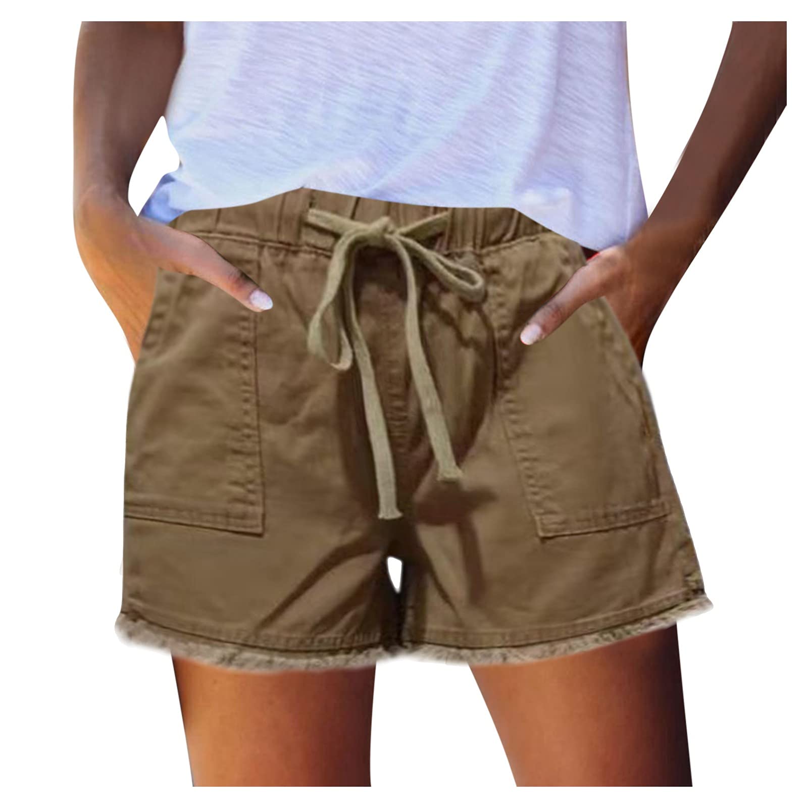 Women's High Waist Loose Fit Summer Cargo Shorts - Plus Size Casual Short Pants for Outdoor Activities, Travel & Everyday Wear