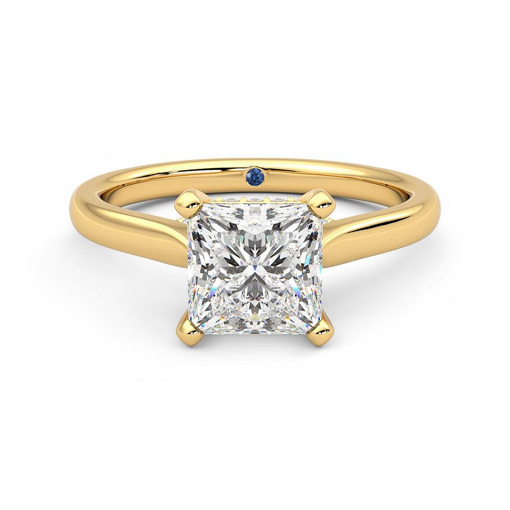 Princess Cut Moissanite Engagement Ring with Hidden Anniversary Stone & Secret Accents - Perfect for Proposals, Weddings & Anniversary Gifts