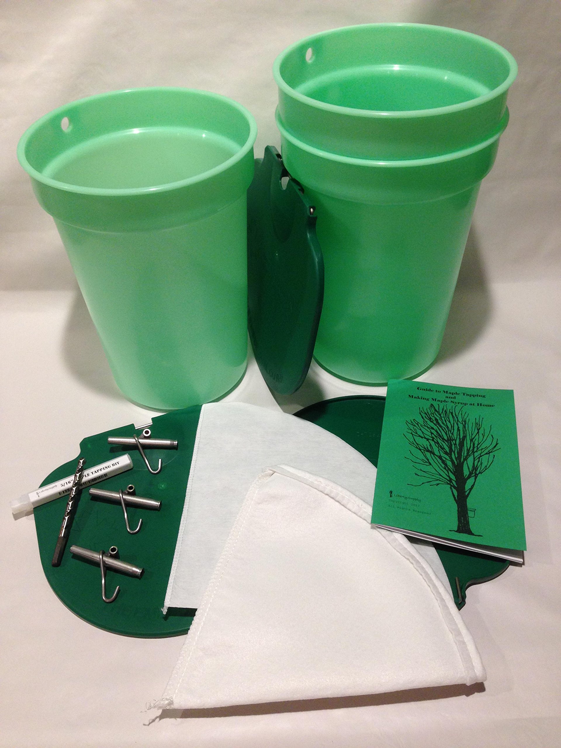 Premium Maple Syrup Kit - 3 Food-Grade Buckets with Lids, 3 Stainless Steel Taps, Tapping Drill Bit, 2 Filters & Maple Sugaring Guide for Home Brewing, DIY Syrup Making & Pancake Topping