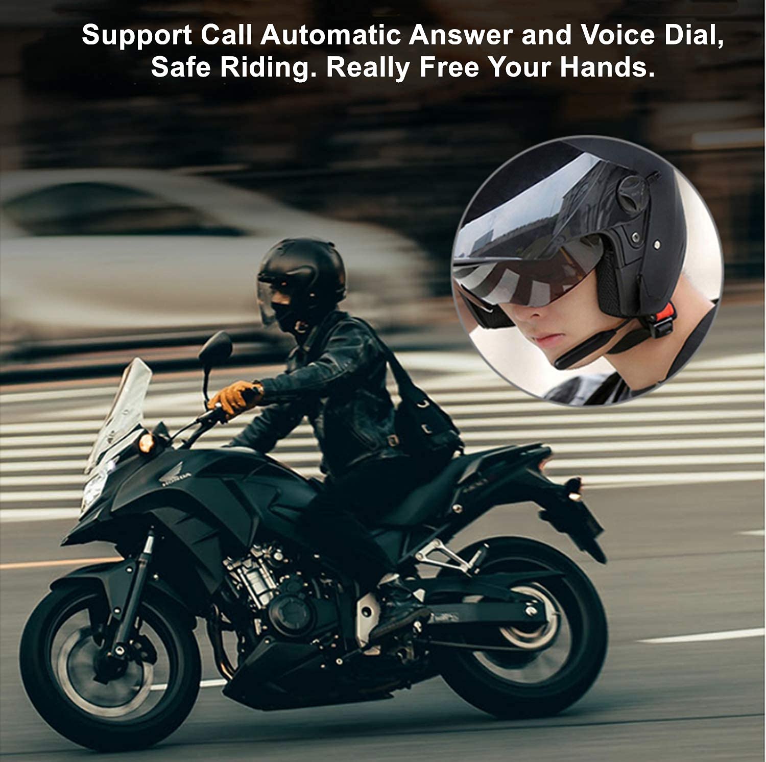 Motorcycle Bluetooth Headset 5.0 - Waterproof Helmet Speakers with Stereo Sound, Hands-Free Calling, Auto Answer & GPS Navigation for Riding, Skiing & Outdoor Adventures (60H Playtime)