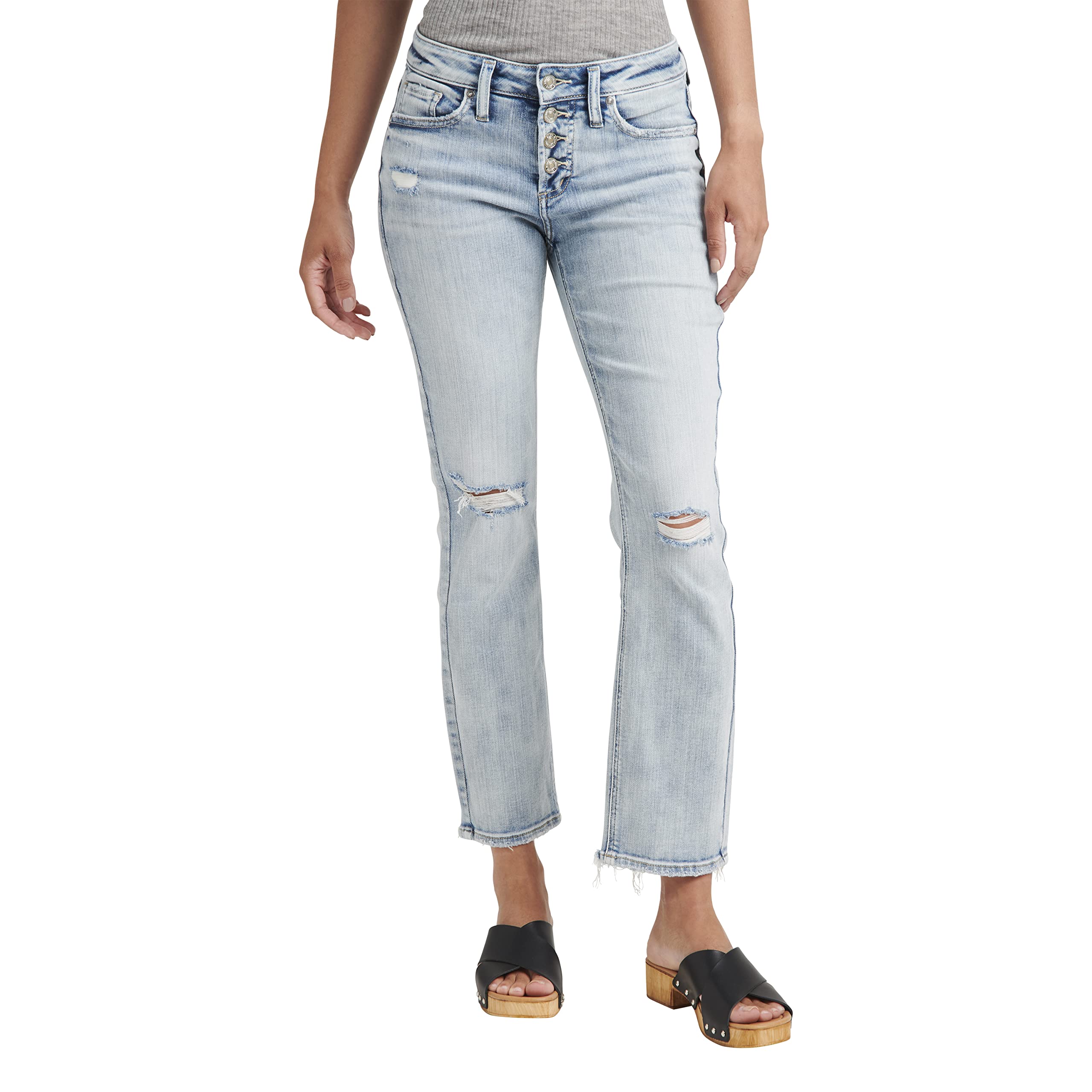 Silver Jeans Co. Women's Suki Mid Rise Capri Jeans - Classic Fit, Comfortable Stretch Denim, Vintage Wash | Perfect for Casual Outfits, Summer Wear & Everyday Style