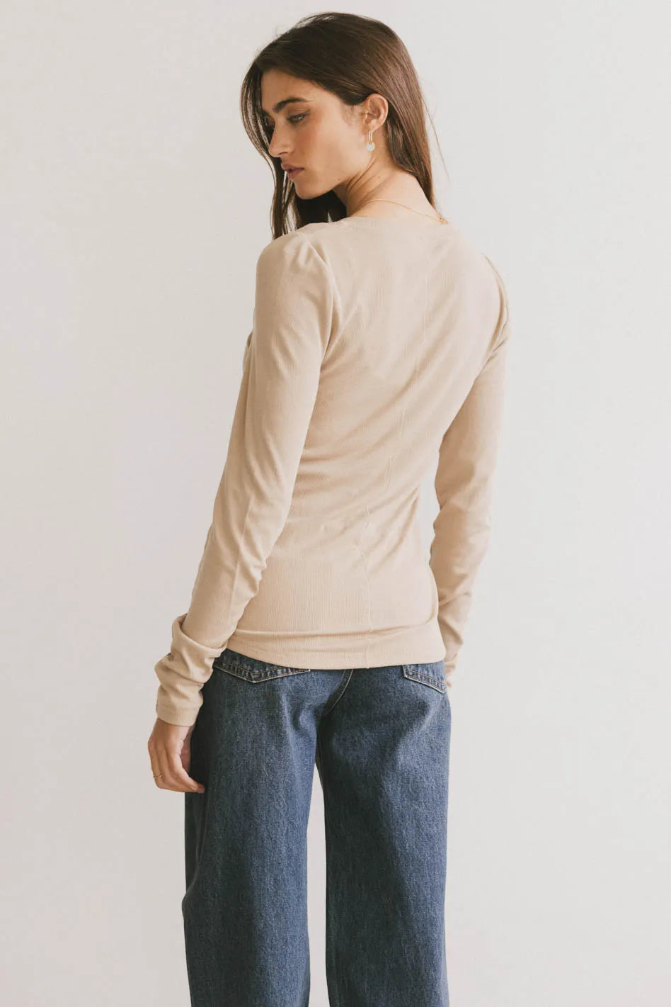 Ivanna Henley Top in Taupe | Women's Casual Knit Sweater | Fall Winter Layering Essential | Perfect for Office, Dates & Weekend Outfits