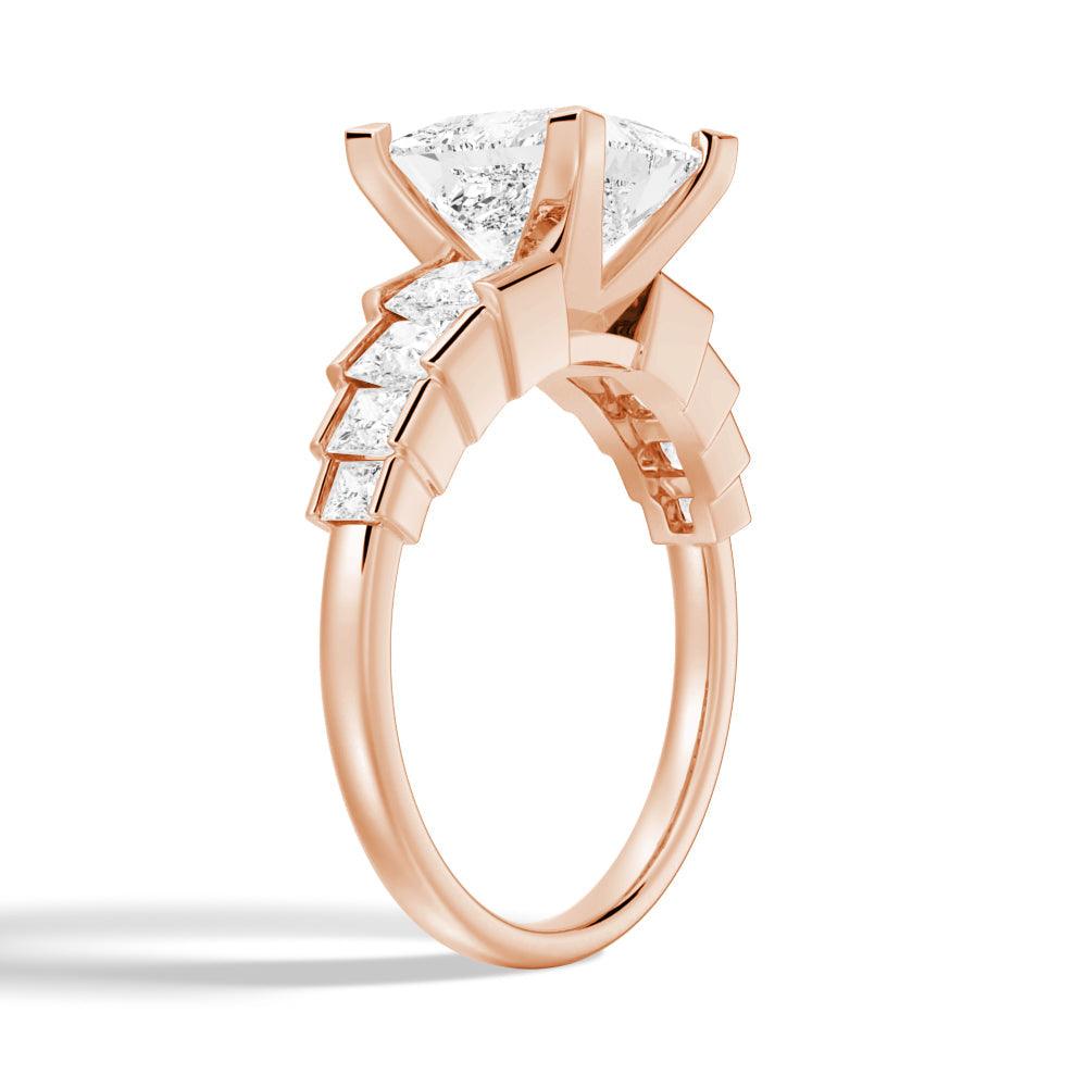 Exquisite Cinderella Staircase Princess Cut Moissanite Engagement Ring Set with Matching Wedding Band - Perfect for Proposals, Anniversaries & Bridal Jewelry