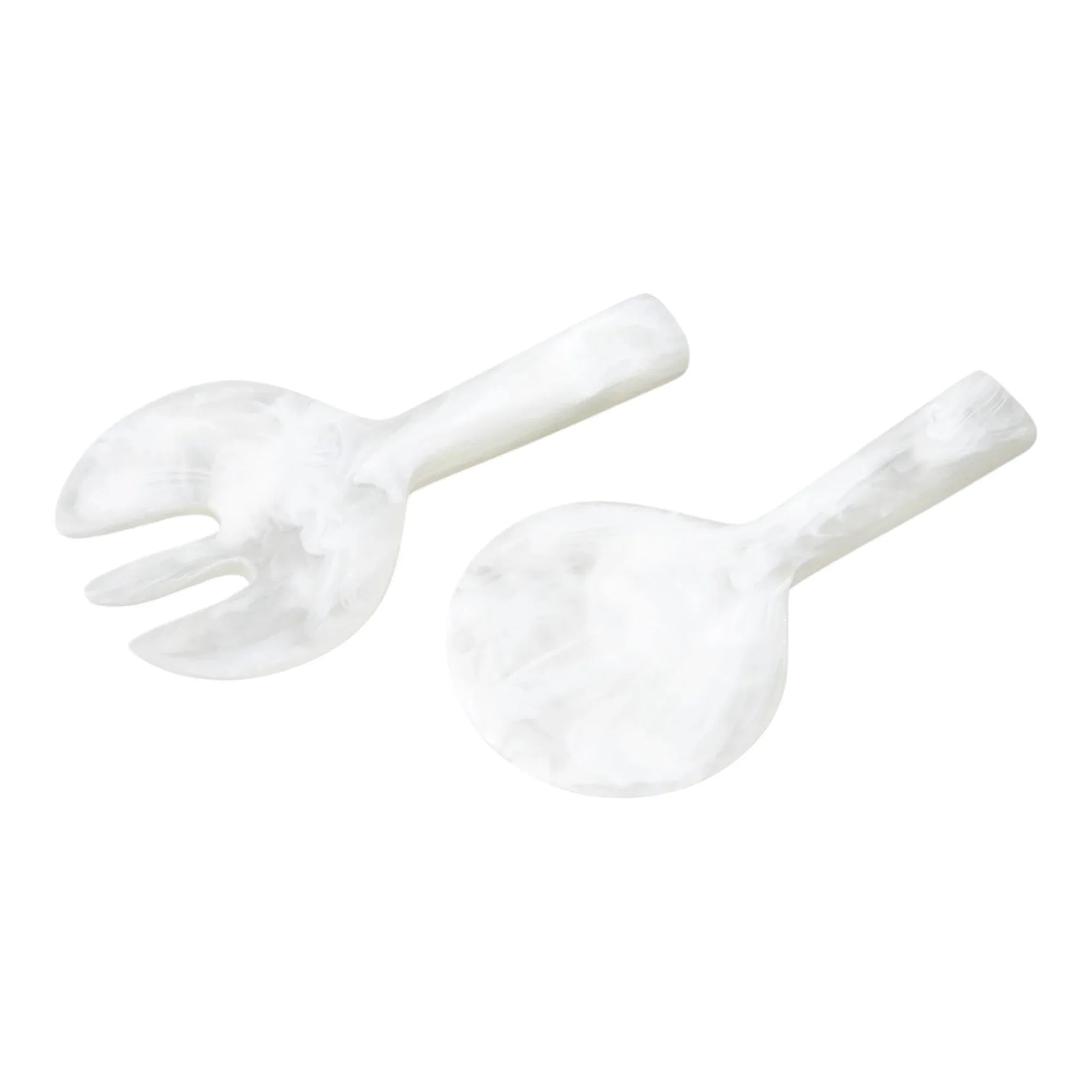 Nashi Home Short Handle Serving Spoons - White Swirl Design - Perfect for Desserts, Salads, and Table Setting