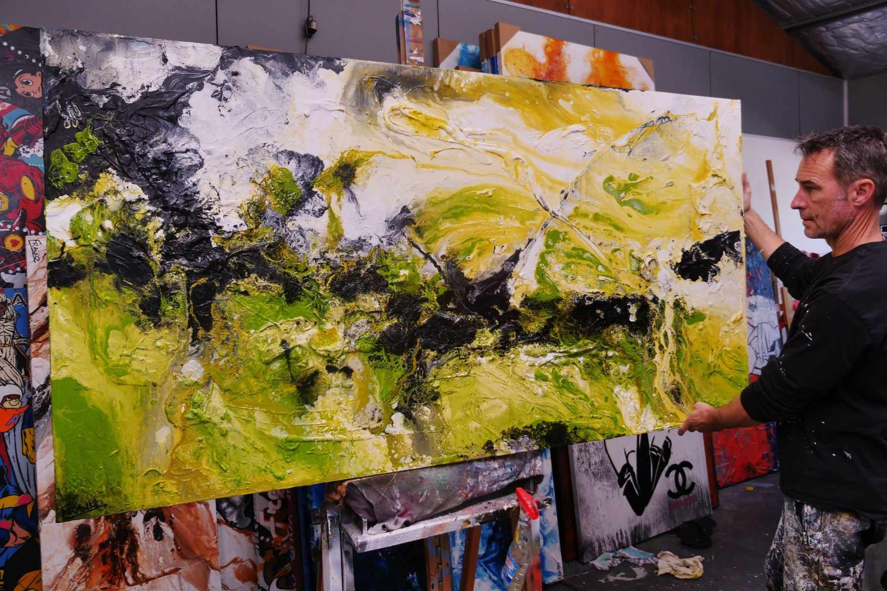 Lime Rust Textured Abstract Painting - 190cm x 100cm Modern Wall Art for Living Room, Bedroom & Office Decor | Lime By Design