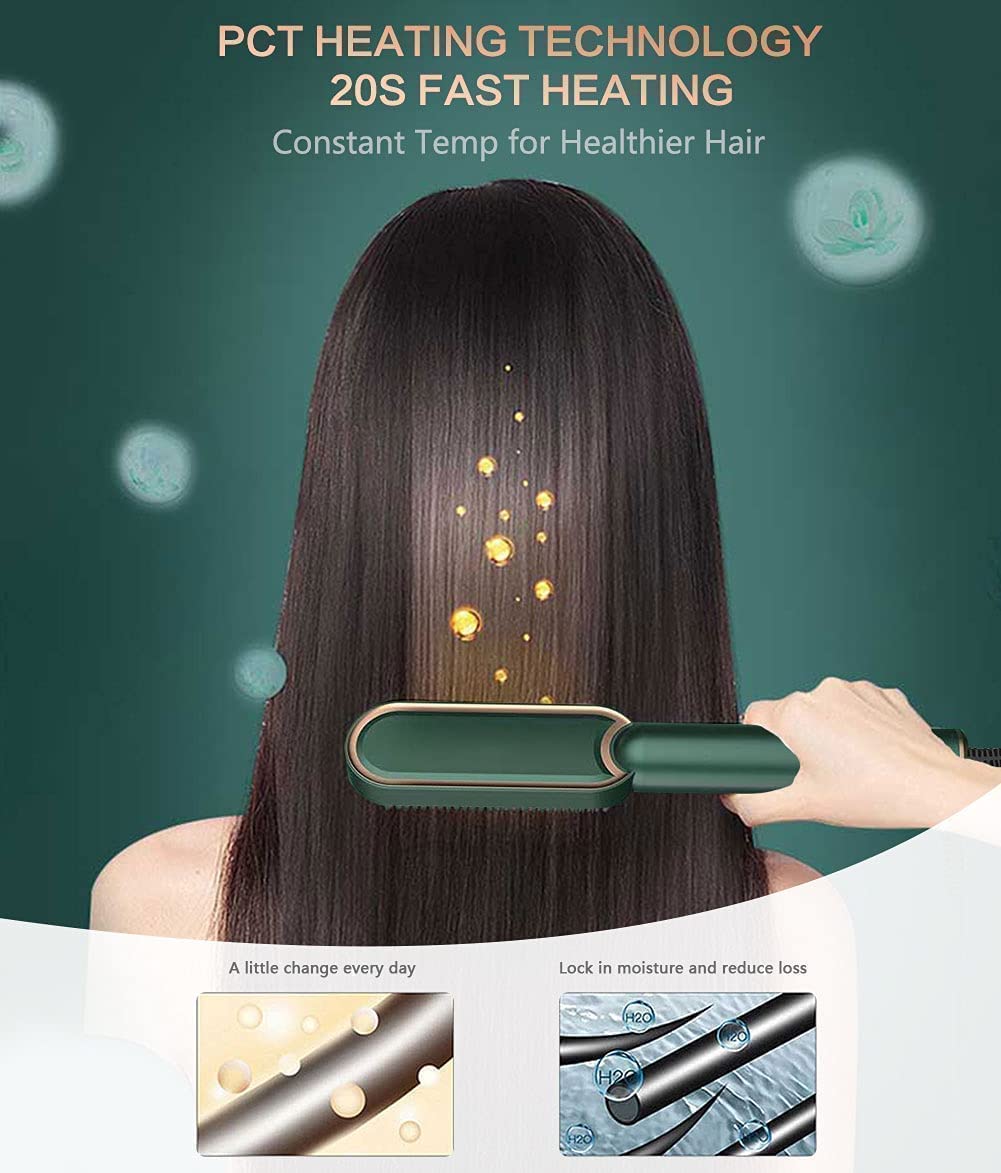 Beauty Nagar Hair Straightener Comb Brush for Women - PTC Heating Electric Styling Brush with 5 Adjustable Temperature Settings, 20s Fast Heat Up (Multicolored) - Perfect for Home Use, Travel & Salon Styling