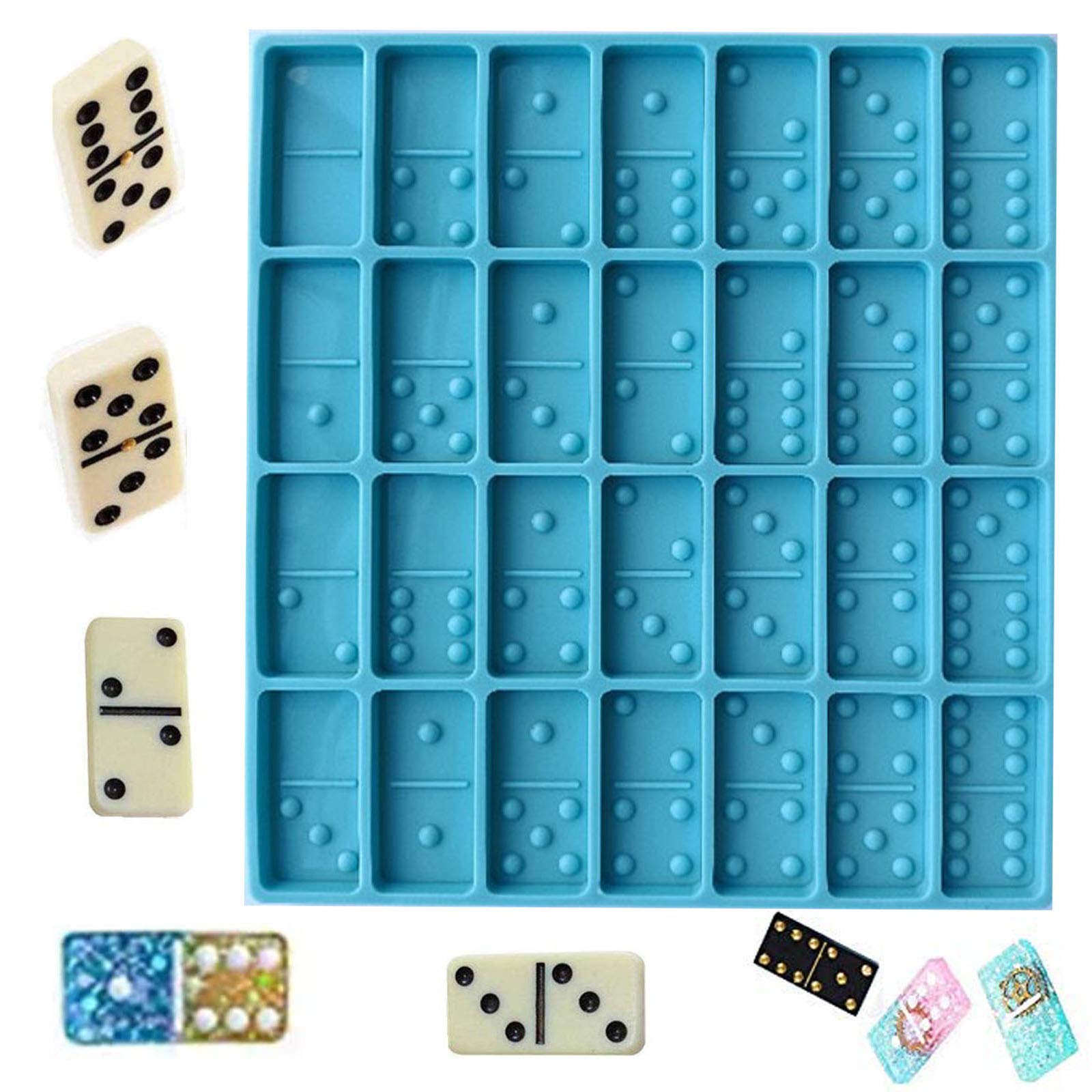Premium 28-Cavity Silicone Domino Mold for Epoxy Resin, Candy, Clay & Jewelry Making - DIY Pendant, Cake Decor & Crafting Tool (Perfect for Gifts, Party Favors & Home Decor Projects)