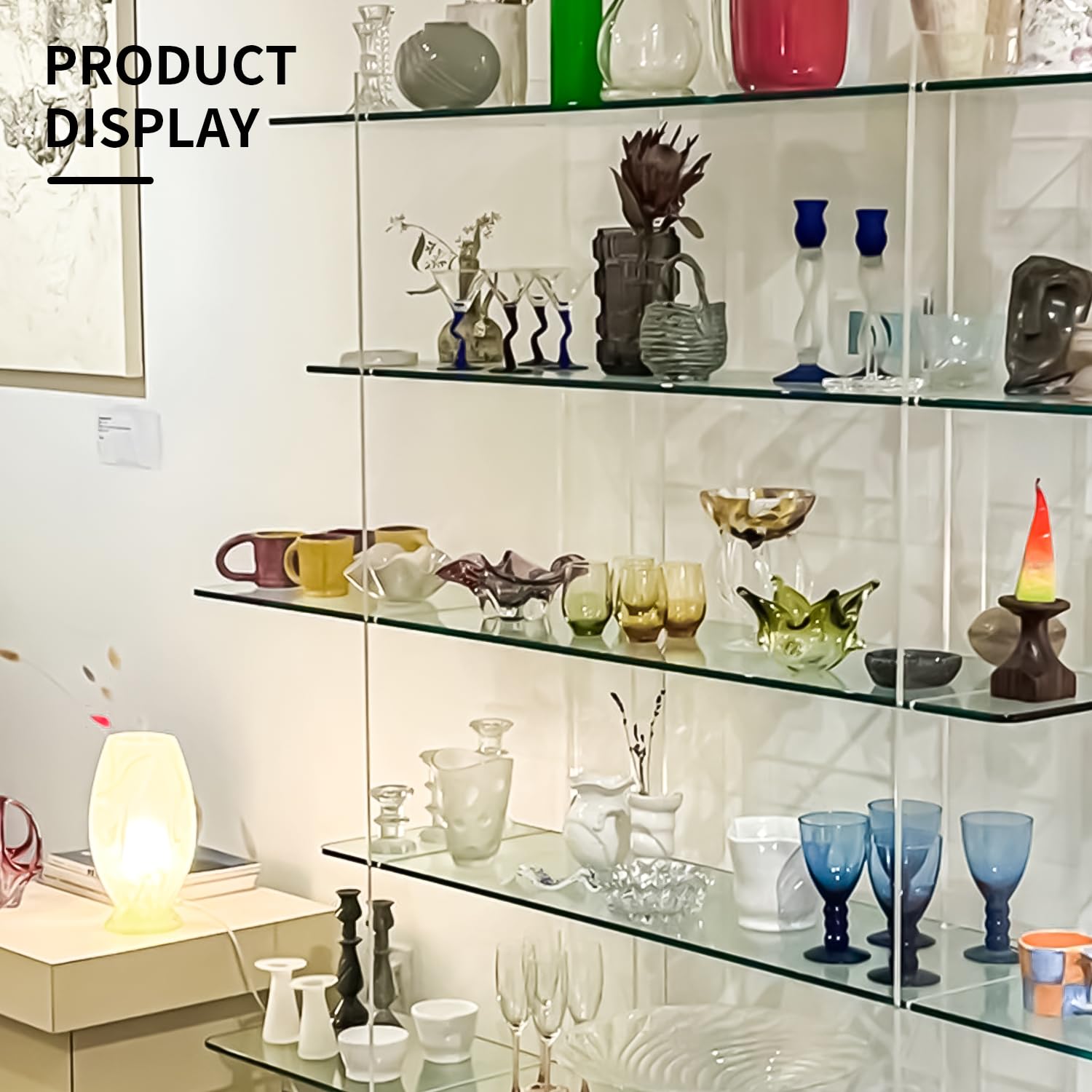 5-Piece Frameless Rectangle Tempered Glass Shelf Set - 14