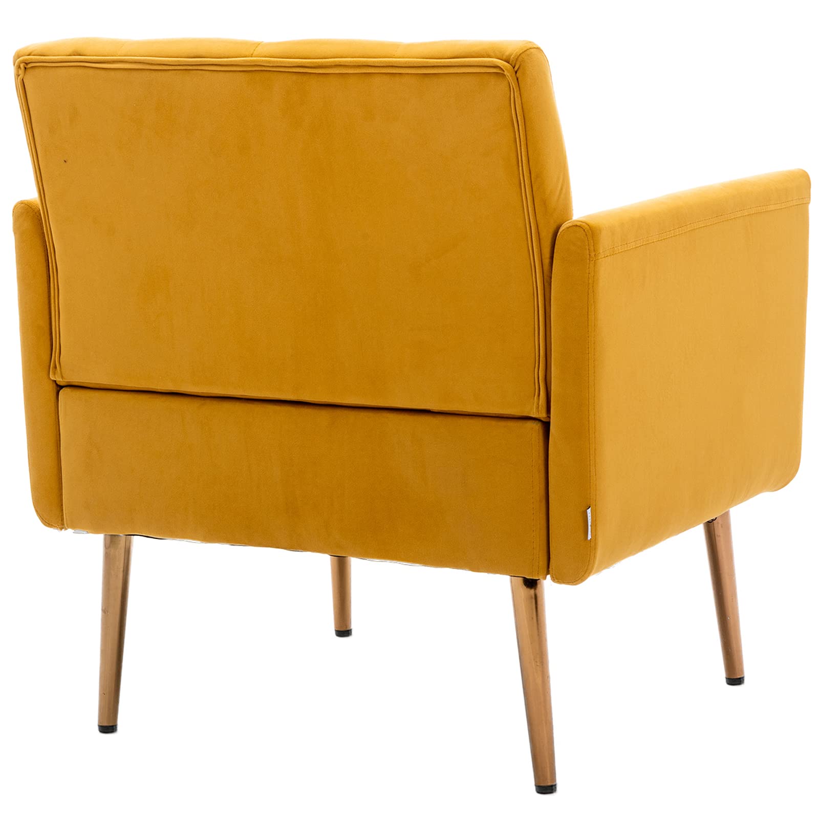 Modern Velvet Accent Chair with Gold Metal Feet - Comfortable Single Sofa for Living Room, Bedroom & Office - Space-Saving TV Armchair - Perfect for Small Spaces, Coffee Shops & Home Decor (Yellow)
