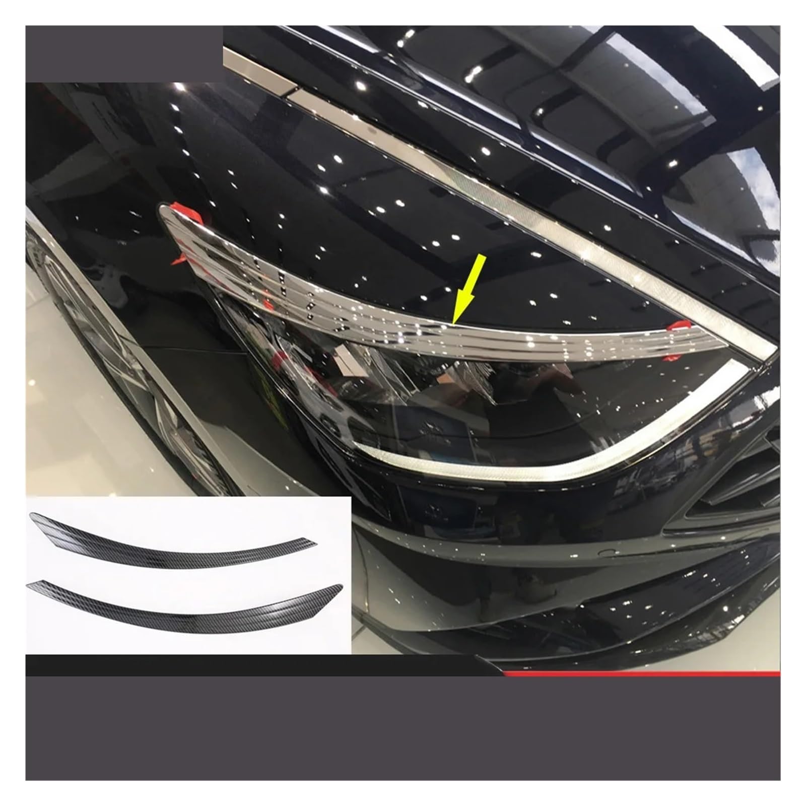 Fit for Hyundai Sonata 2020-2023 Front Headlight Cover Trim - Carbon Fiber Style Eyebrow Eyelid Strip - Durable Car Accessories for Enhanced Style & Protection - Perfect for Night Driving & Custom Car Mods