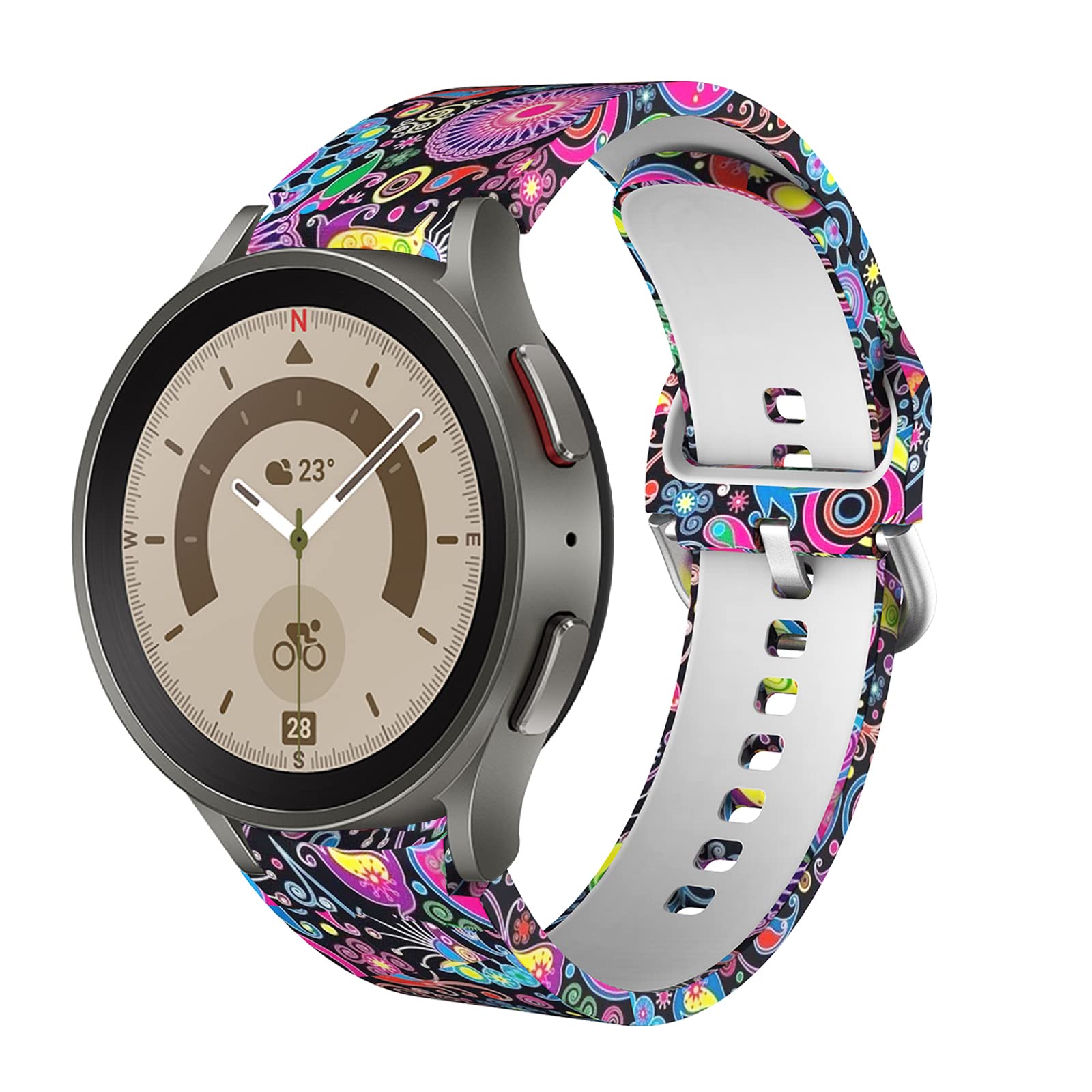 VeveXiao Soft Silicone Strap for Samsung Galaxy Watch 6/5/4 (40mm/44mm) & Watch 5 Pro/4 Classic (42mm/46mm) & Watch 6 Classic (43mm/47mm) - Durable Printed Replacement Band for Workout, Running, and Daily Wear