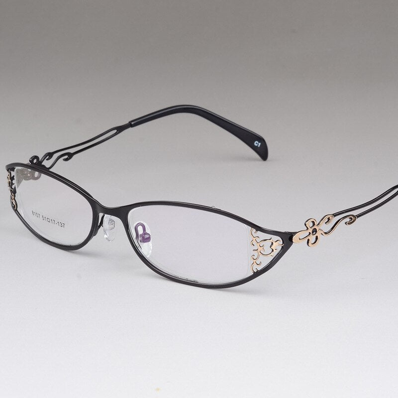Bclear Women's Hollow Carved Metal Full Frame Eyeglasses S8107 - Ultra Light Alloy Glasses for Women, Fashionable & Durable - Perfect for Reading, Working, and Everyday Wear