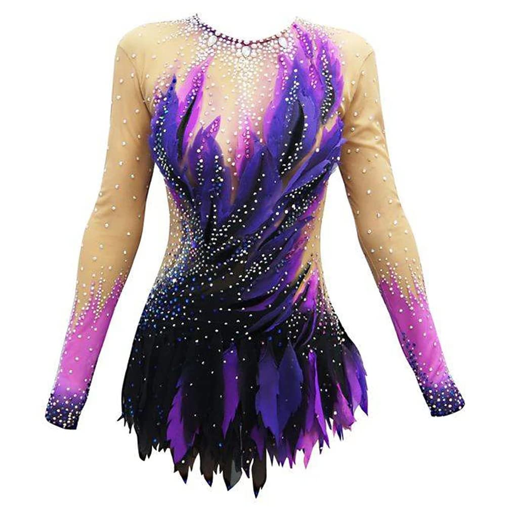 MINKATE Women's Long Sleeve Gymnastics Leotard - Handmade Rhythmic Dance Costume for Competition & Training | Perfect for Ballet, Gymnastics & Performance Wear