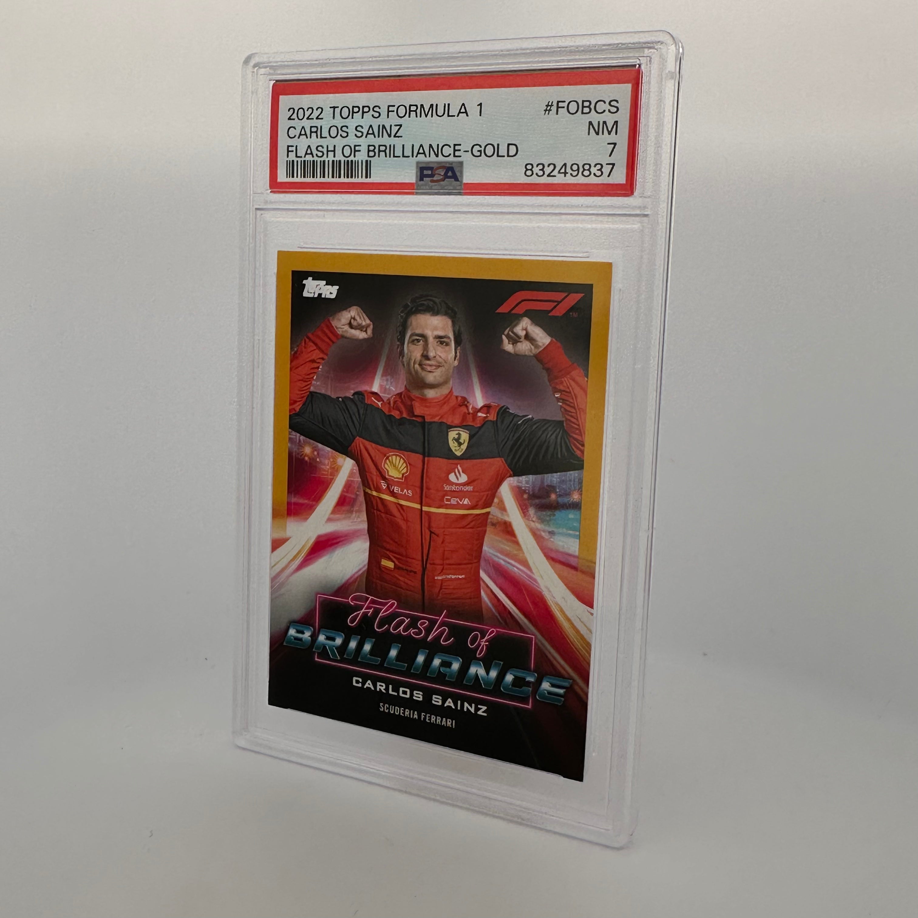 PSA 7 Graded 19/50 Carlos Sainz #FOBCS Flash Of Brilliance Gold Trading Card - Perfect for F1 Collectors & Racing Memorabilia Displays