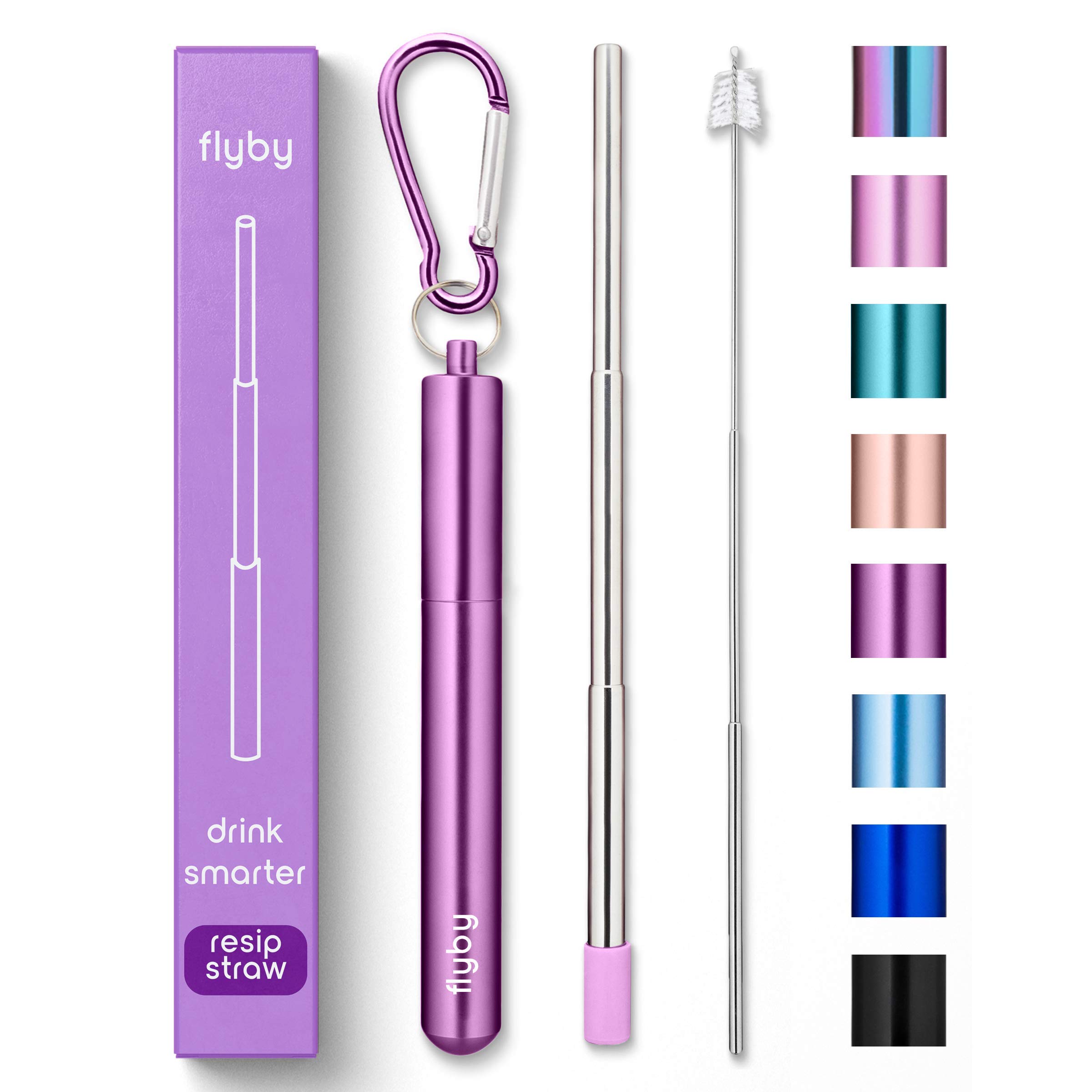 Foldable Stainless Steel Straw - Portable Reusable Drinking Straw with Case & Brush for Travel, Camping