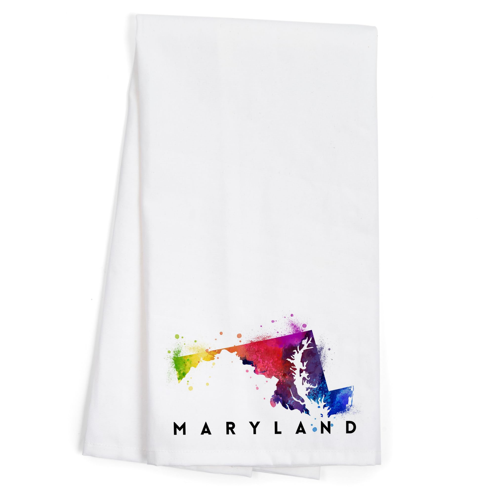 Lantern Press Maryland State Abstract Watercolor Tea Towel - 100% Cotton Decorative Hand Towel for Kitchen & Home - Perfect for Gifts, Dish Drying & Farmhouse Decor