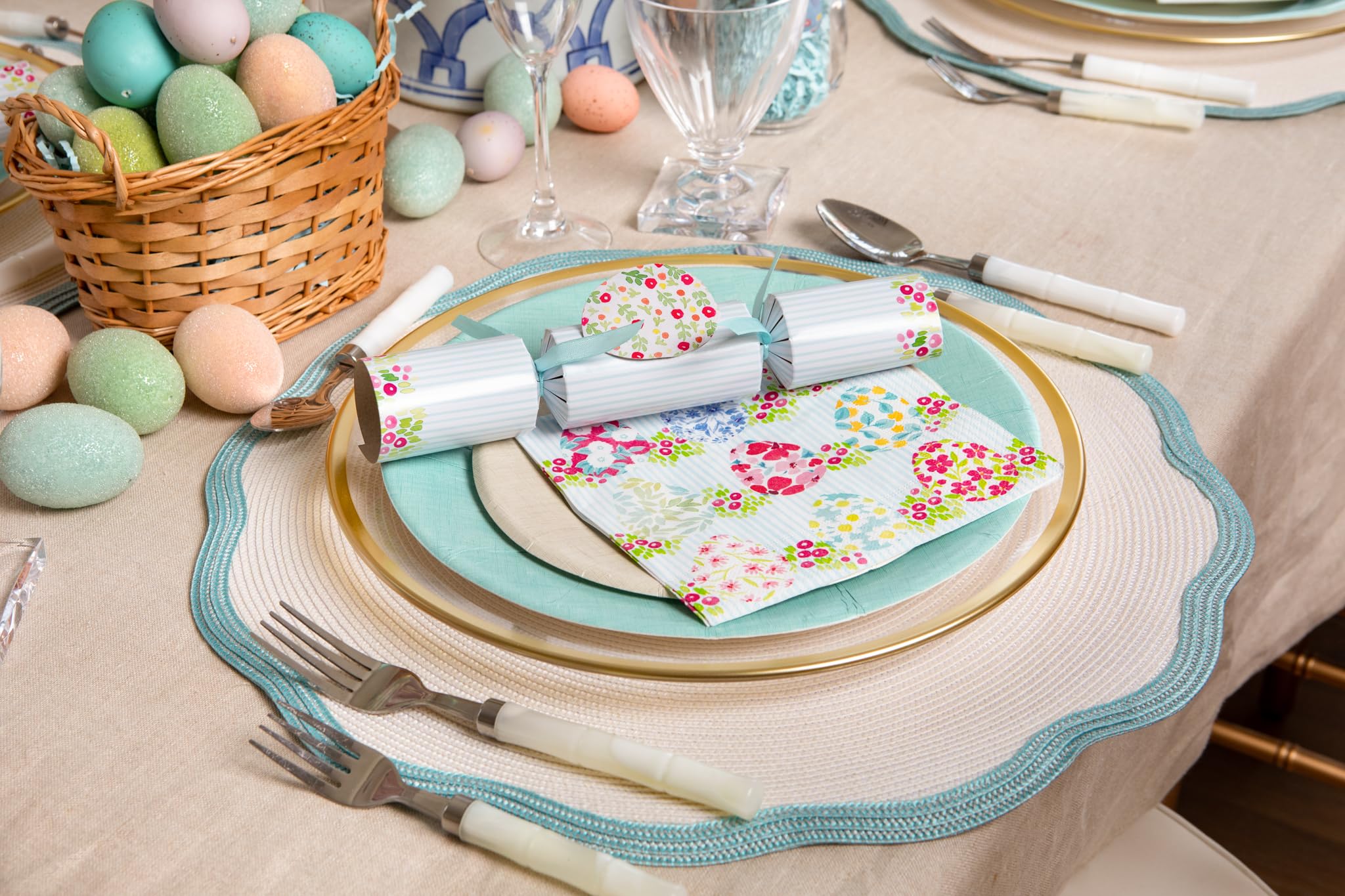 Caspari Floral Paper Napkins - 2 Packs of 20 for Party Decor