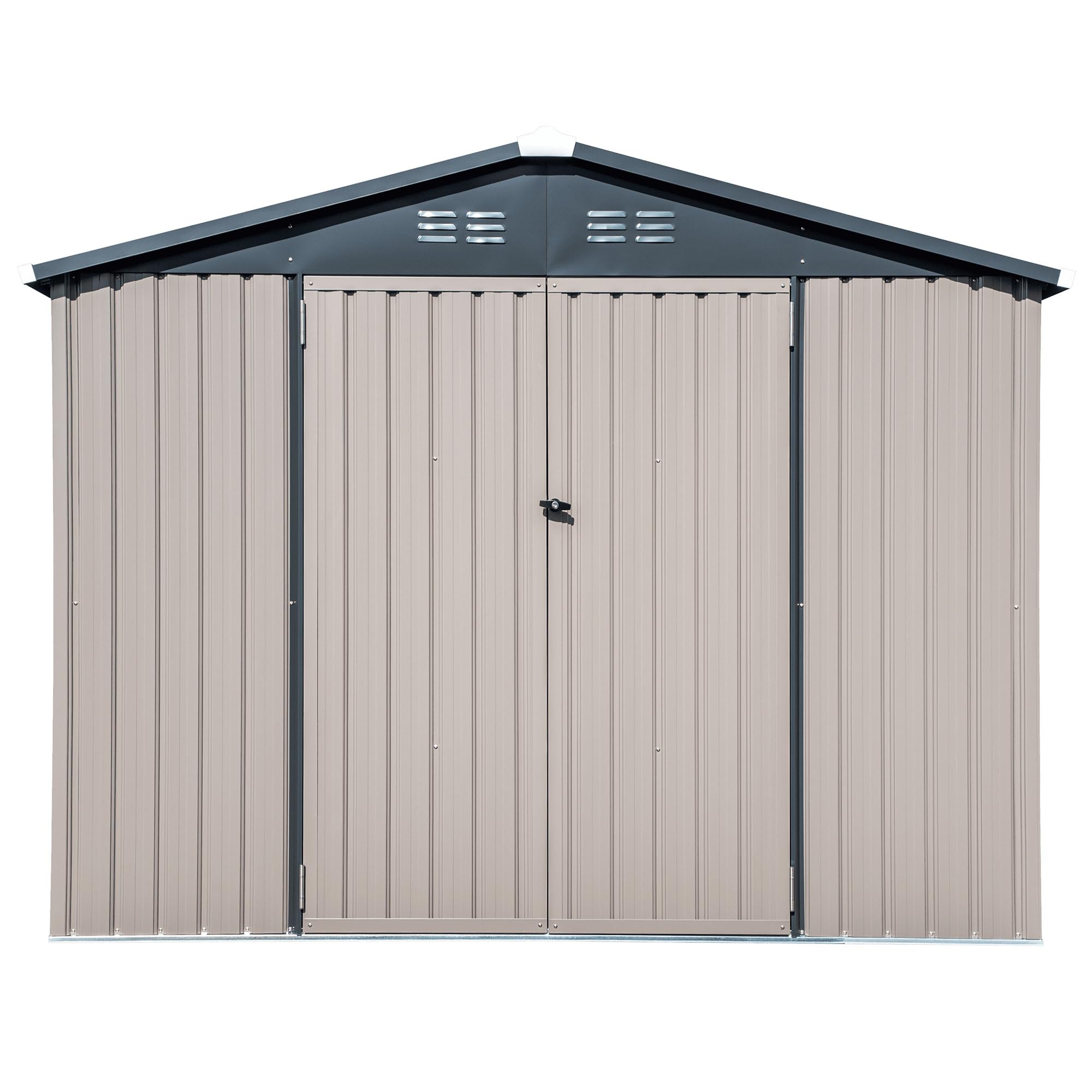 Galvanized Steel Outdoor Storage Shed with Lockable Doors - 8x6 Tan Metal Shed for Backyard, Patio, Garden | Secure Storage for Bikes, Grills, Tools, Toys & Camping Gear | Weather-Resistant Lawn & Garden Shed for Home Organization