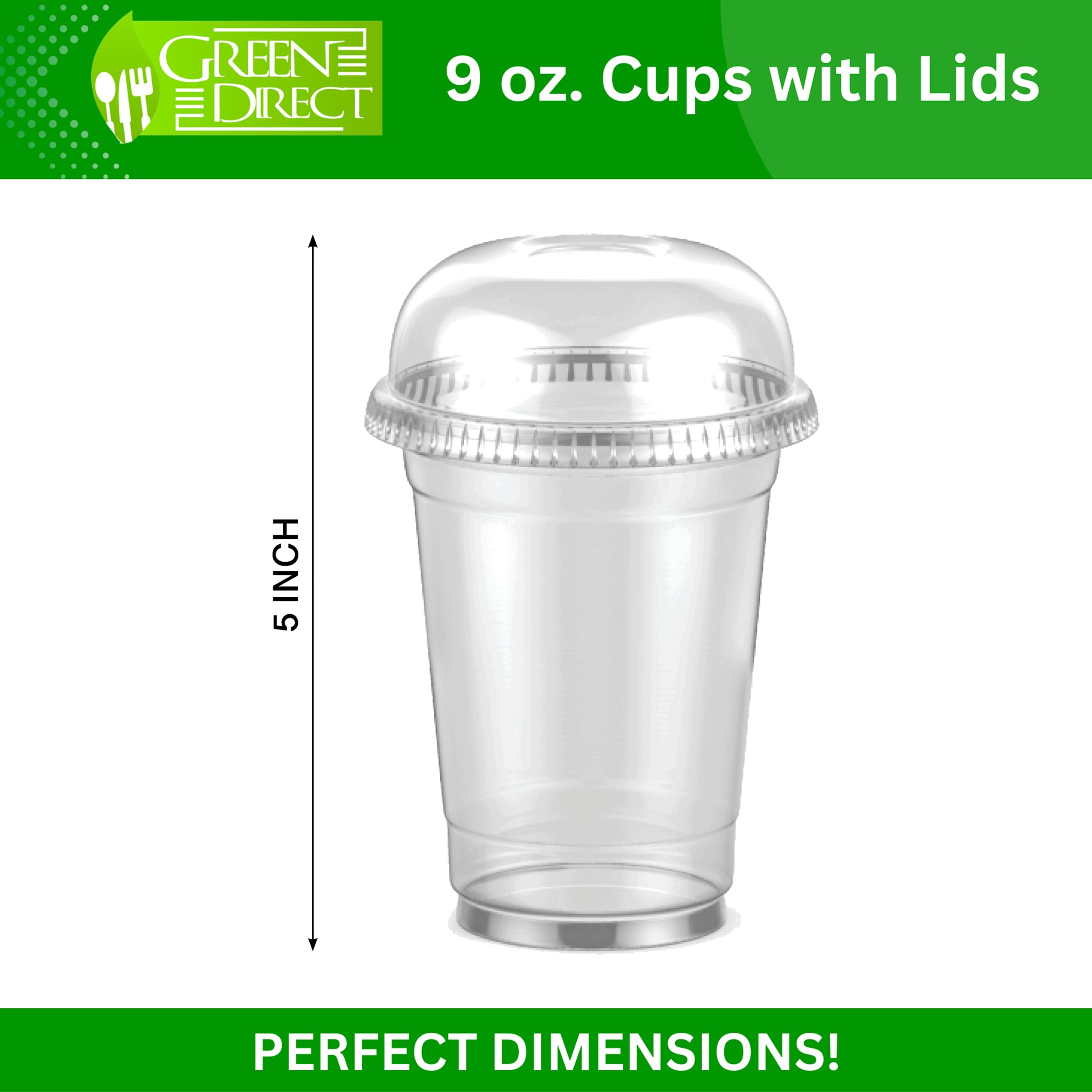 Eco-Friendly 9 oz Clear Plastic Cups with Lids - 100 Pack Disposable Drinking Cups for Iced Coffee, Bubble Tea, Smoothies & Cold Beverages - Perfect for Parties, Picnics & Takeout Drinks