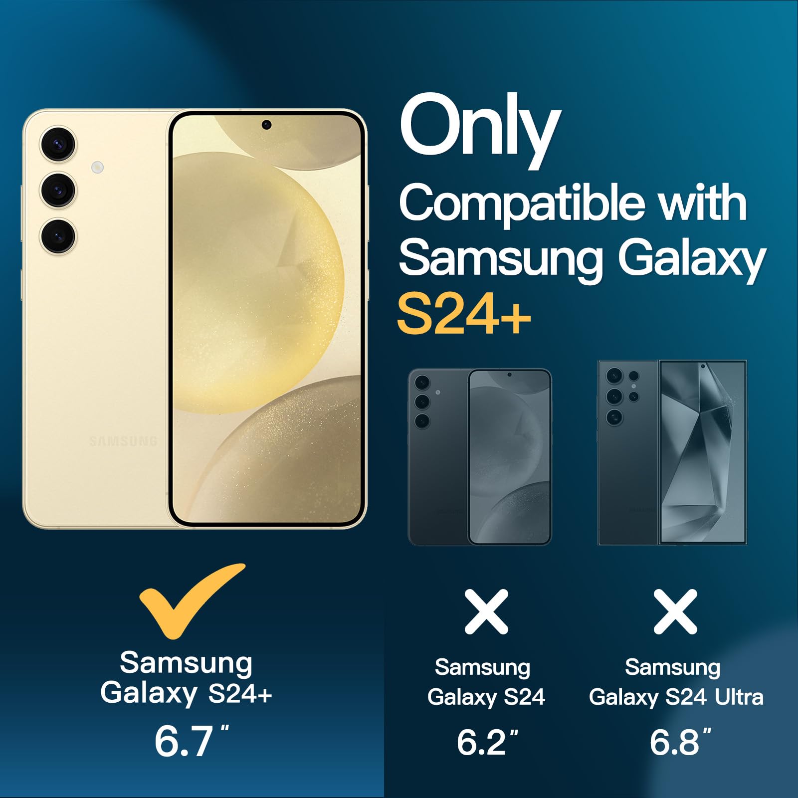 JETech 5-in-1 Matte Case for Samsung Galaxy S24+ / S24 Plus 5G - 2-Pack Screen Protector & Camera Lens Protector, Translucent Back Protective Phone Cover with Tempered Glass (Frosted Clear) - Perfect for Everyday Protection & Style