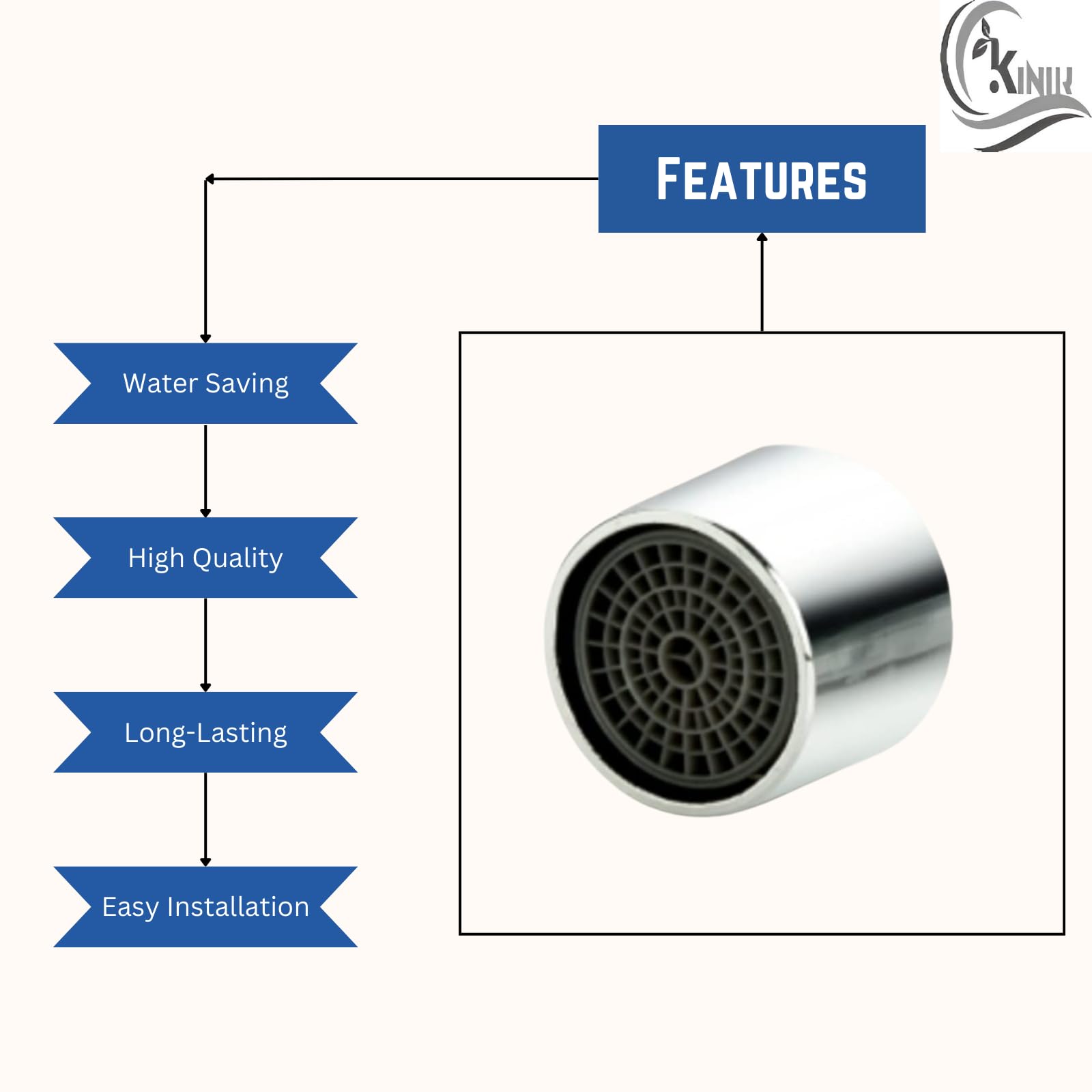 Chrome Plated Brass Kitchen Sink Aerator with Foam Flow - 22mm Female Thread Standard Size | Perfect for Water Saving and Splash Prevention in Home & Restaurant Sinks