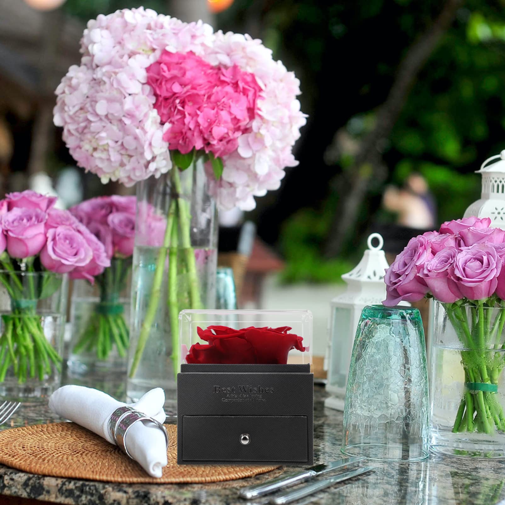 Premium Glass Jewelry Box with Preserved Real Rose - Elegant Gift for Women, Mom, Wife, Girlfriend | Perfect for Mother's Day, Valentine's Day, Anniversary, Christmas & Birthday | Jewelry Storage & Romantic Home Decor