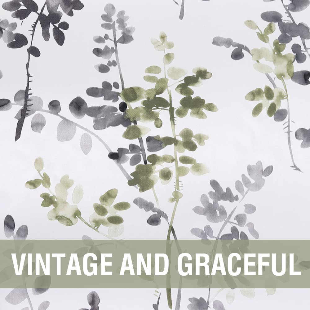 H.VERSAILTEX 84 Inch Floral Curtains - Thermal Insulated Blackout Drapes with Grommet Top, Light Blocking Room Darkening Curtains for Living Room & Bedroom, 2 Panels, Grey and Sage - Perfect for Home Decor, Privacy & Energy Efficiency