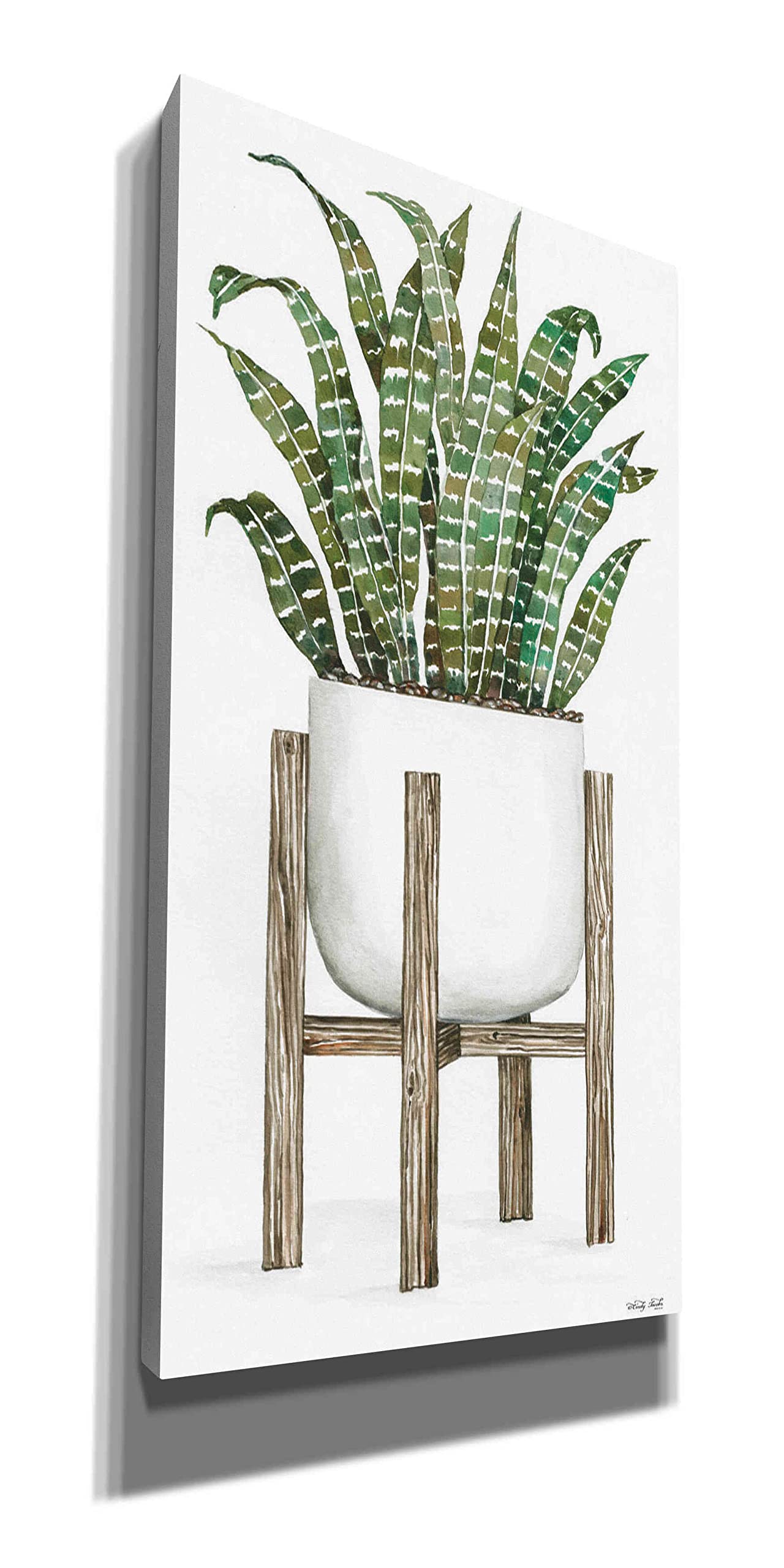Epic Graffiti 'White Pots on Stands III' by Cindy Jacobs - Modern Canvas Wall Art 30x60 Inches - Perfect for Living Room, Bedroom & Office Decor