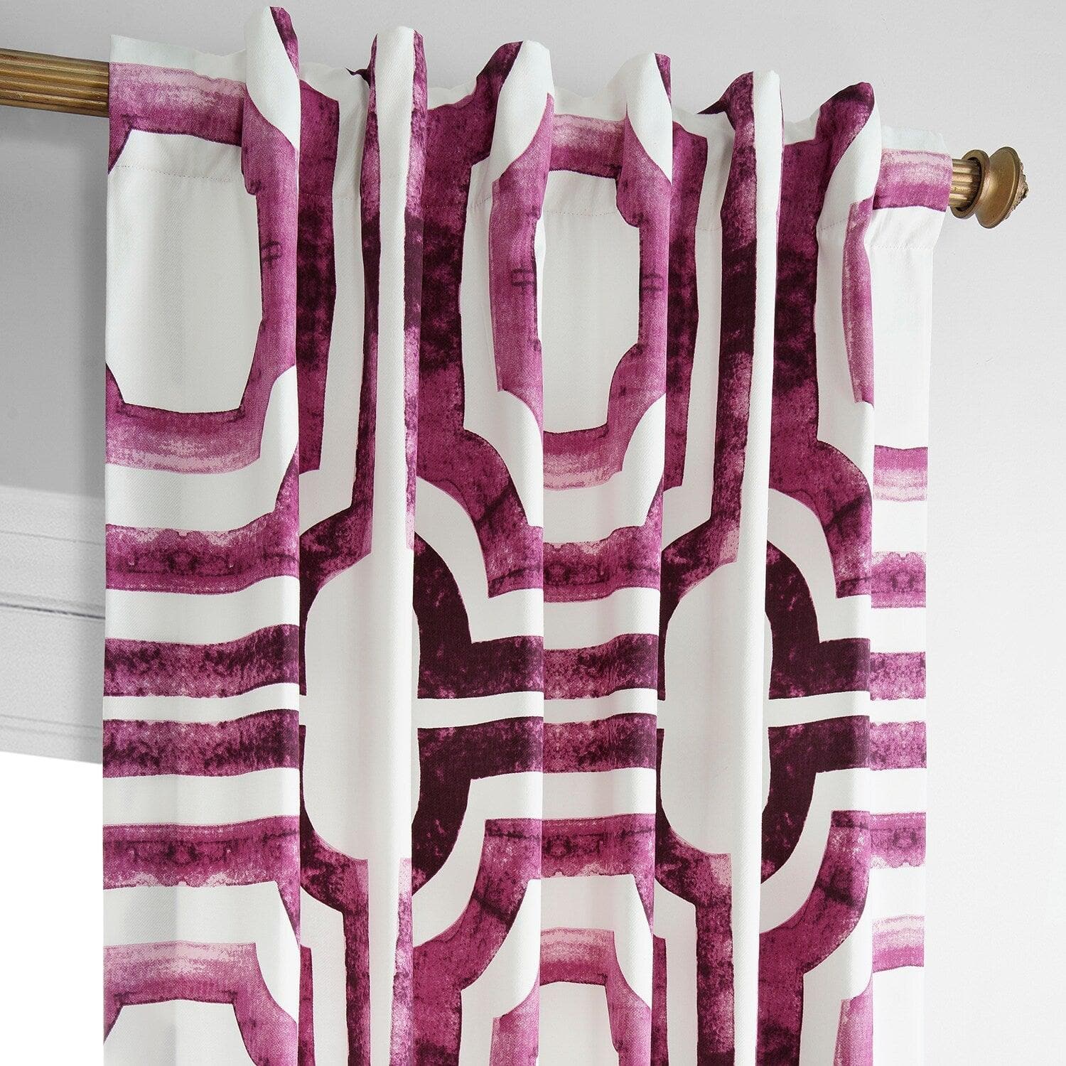 Mecca Pink Geometric Printed Cotton Blackout Curtains for Bedroom & Living Room - Stylish Window Treatment for Light Control & Privacy