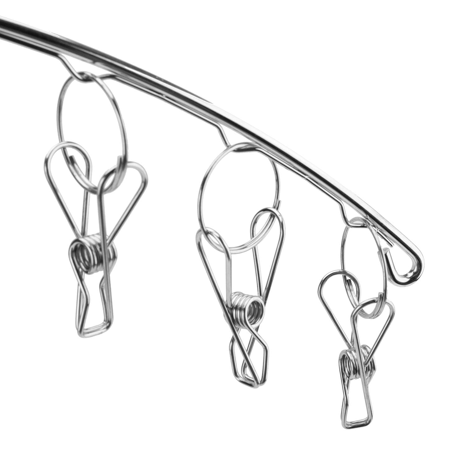 Stainless Steel 10-Pack Laundry Drying Rack with Clips - Windproof Sock & Clothes Hanger for Bras, Underwear, Towels, Diapers - Perfect for Small Spaces, Apartments, and Outdoor Drying