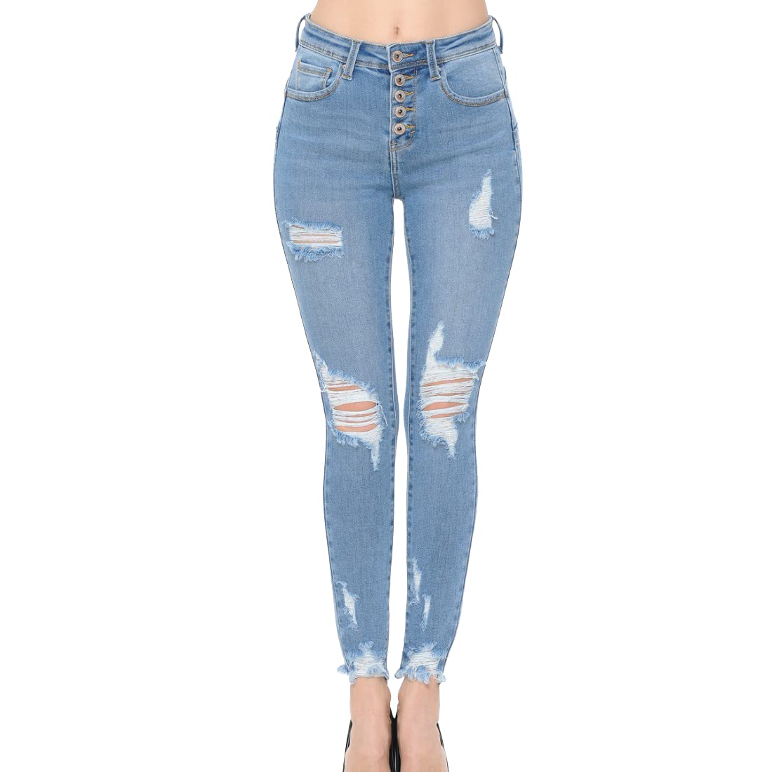 Vintage Women's High Waist Skinny Jeans - Stretch Wax Denim with 
