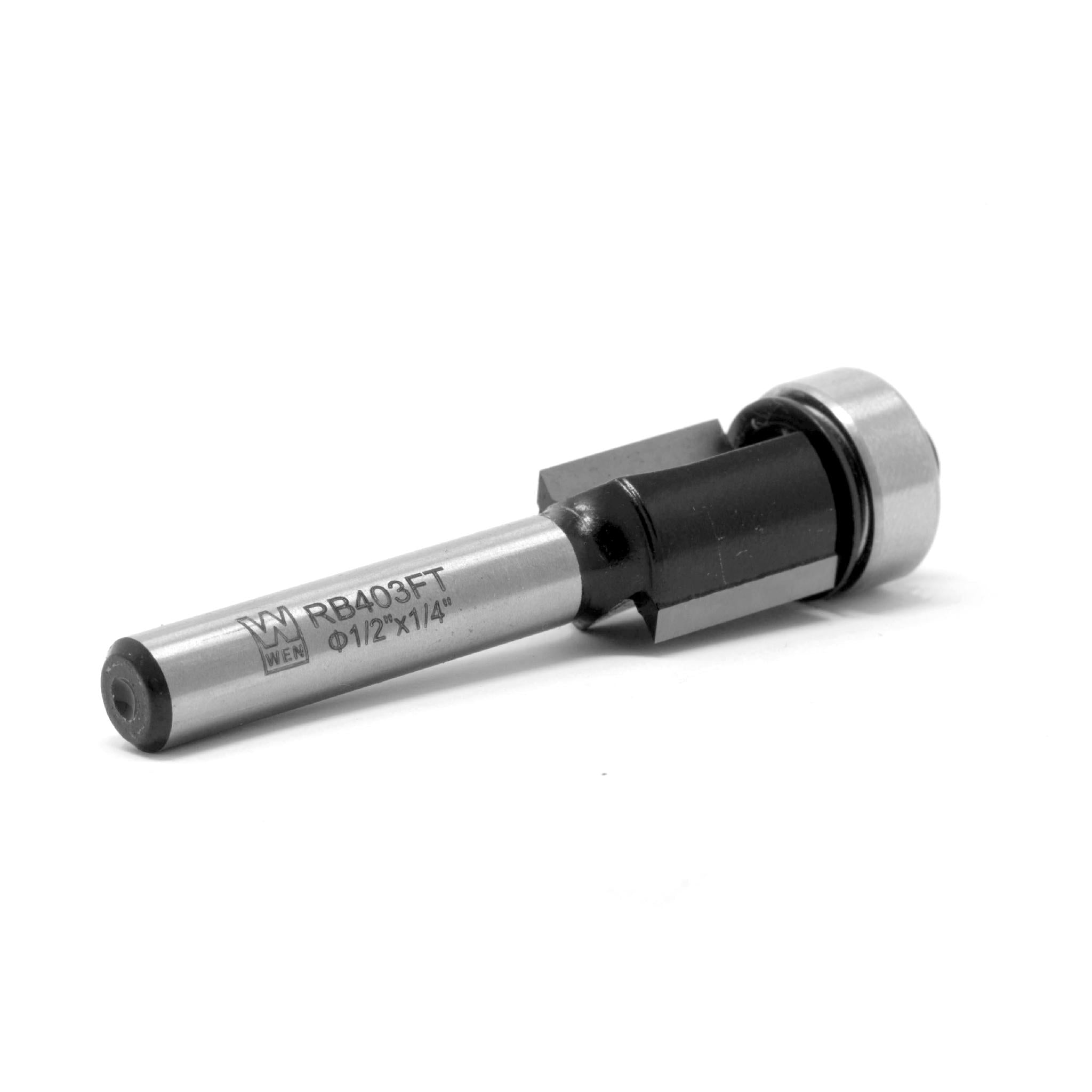 WEN RB403FT 1/2 Inch Flush Trim Carbide Tipped Router Bit with 1/4 Inch Shank - 1/2 Inch Cutting Length for Woodworking, Cabinet Making, and DIY Projects