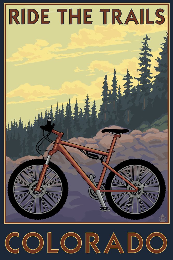 Lantern Press Colorado Mountain Bike Scene Wall Art Poster - 12x18 Inches, Framed & Unframed Options for Home, Office & Dorm Decor - Perfect for Cycling Enthusiasts & Nature Lovers