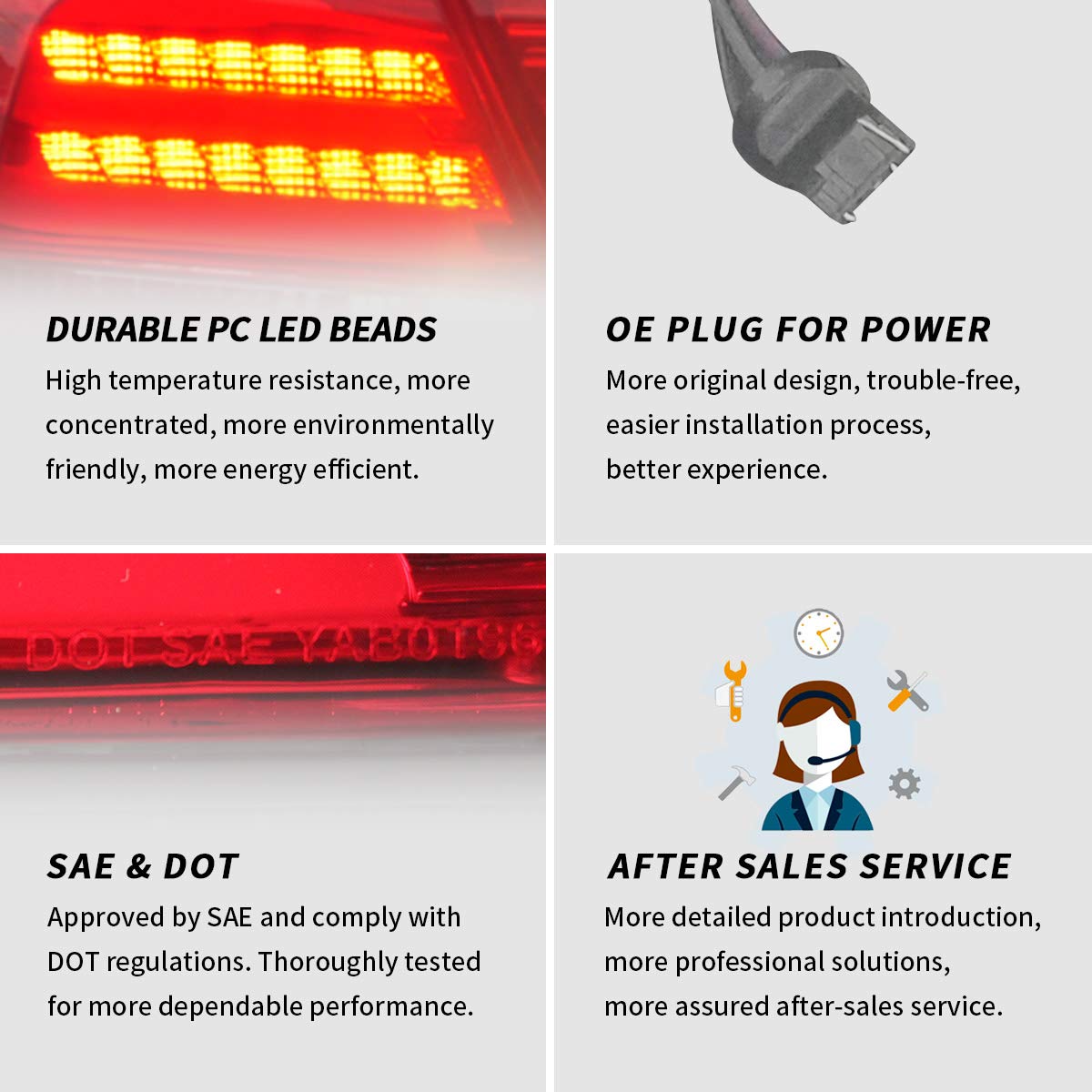 High-Quality LED Tail Lights Compatible for Honda Accord 8th Gen 4-Door Sedan (2008-2012) - Red & Smoke Rear Light Assembly Pair (4 PCS) - Perfect for Night Driving & Enhanced Vehicle Safety