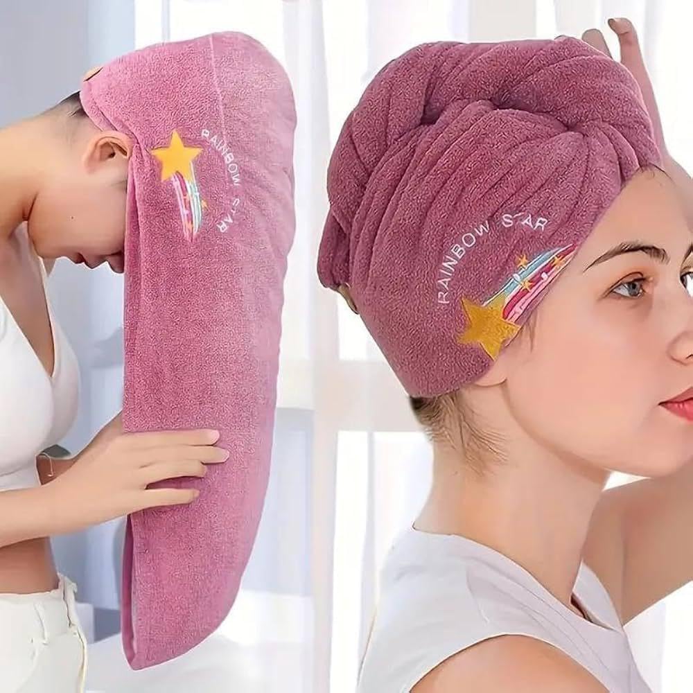 Super Absorbent Microfiber Hair Towel Wrap for Women - Quick Dry, Lightweight & Soft Hair Turban for Wet Hair (Cherry Red) - Perfect for Post-Shower, Swimming, and Salon Styling