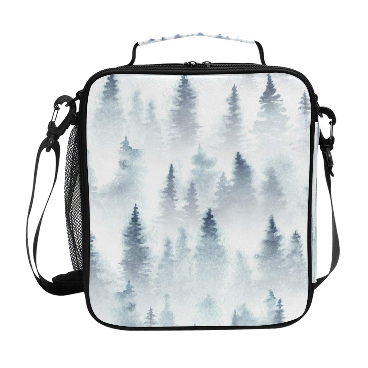 Eco-Friendly Spruce Forest Watercolor Tree Insulated Lunch Box Tote - Reusable Cooler Bag for Women & Kids | Perfect for School, Picnics & Outdoor Activities