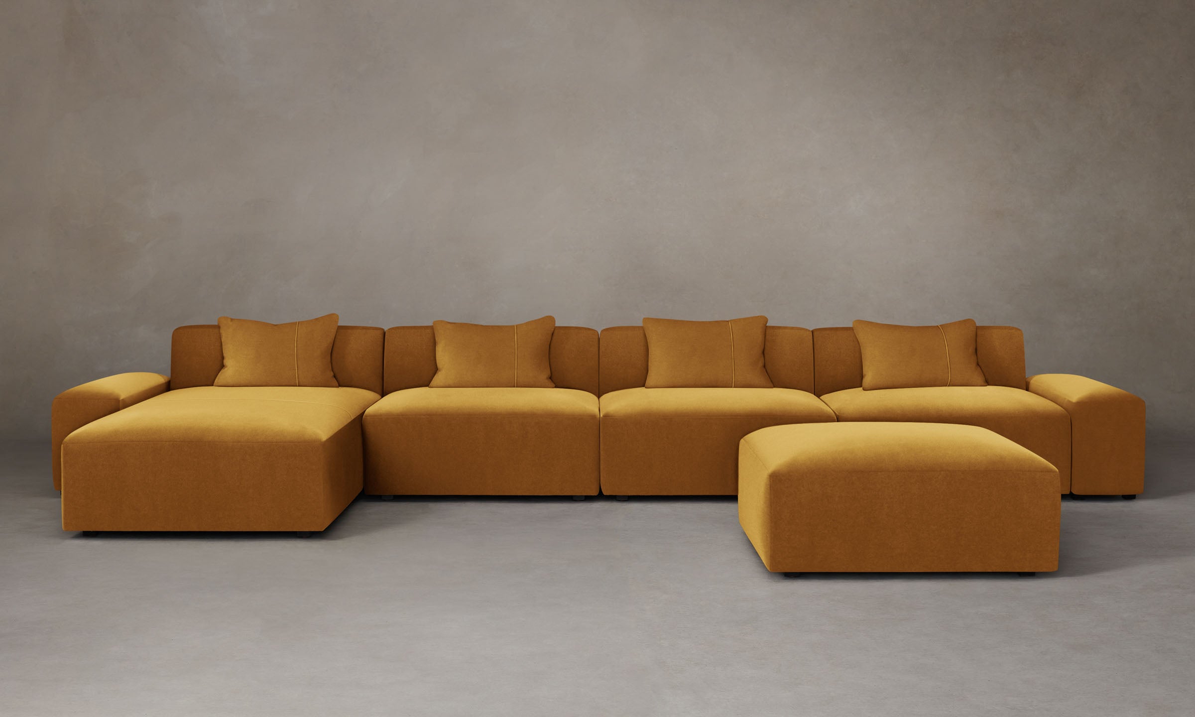 The Breuer Modular Sectional Sofa - Luxurious Mohair Fabric in Amber | Perfect for Living Room, Lounge & Modern Home Decor