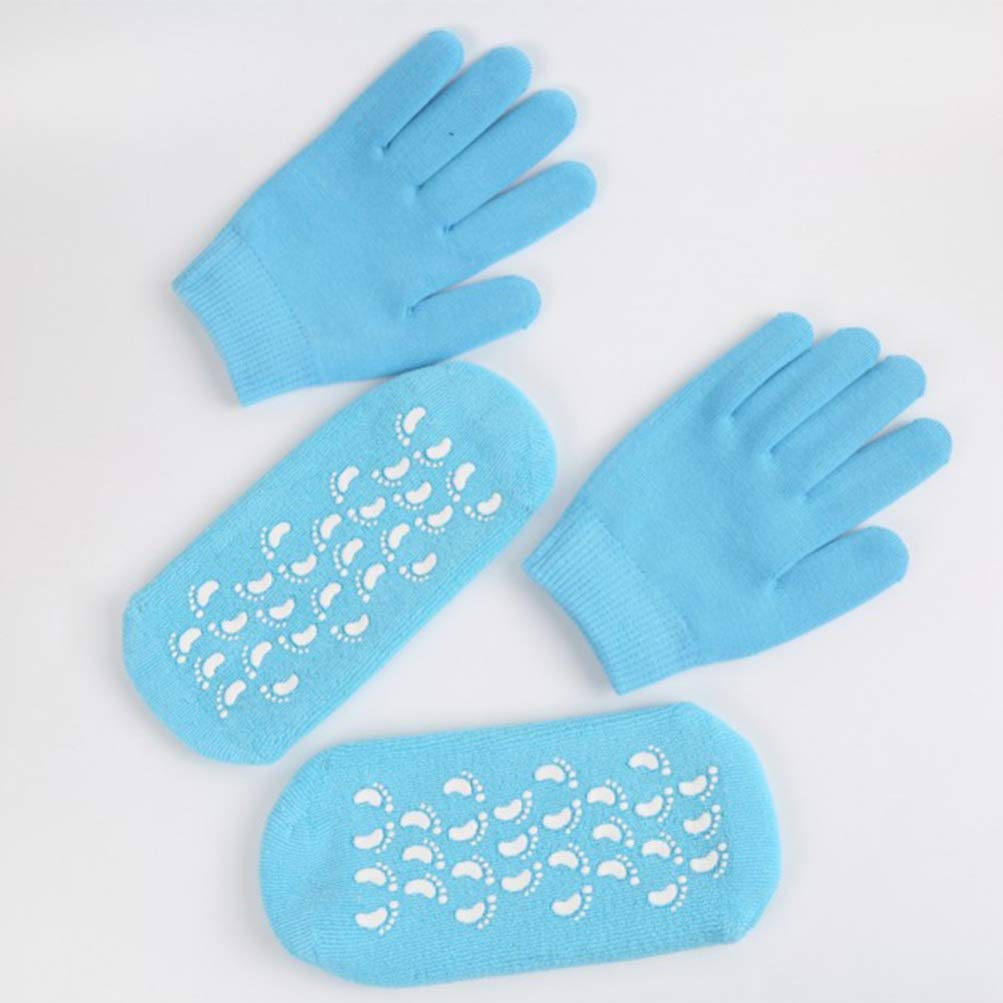 Lurrose Joboba Oil Infused Moisturizing Gel Socks - Spa & Pedicure Socks for Deep Hydration, Soft Skin - Sky Blue Color - Perfect for Home Spa, Relaxation & Foot Care