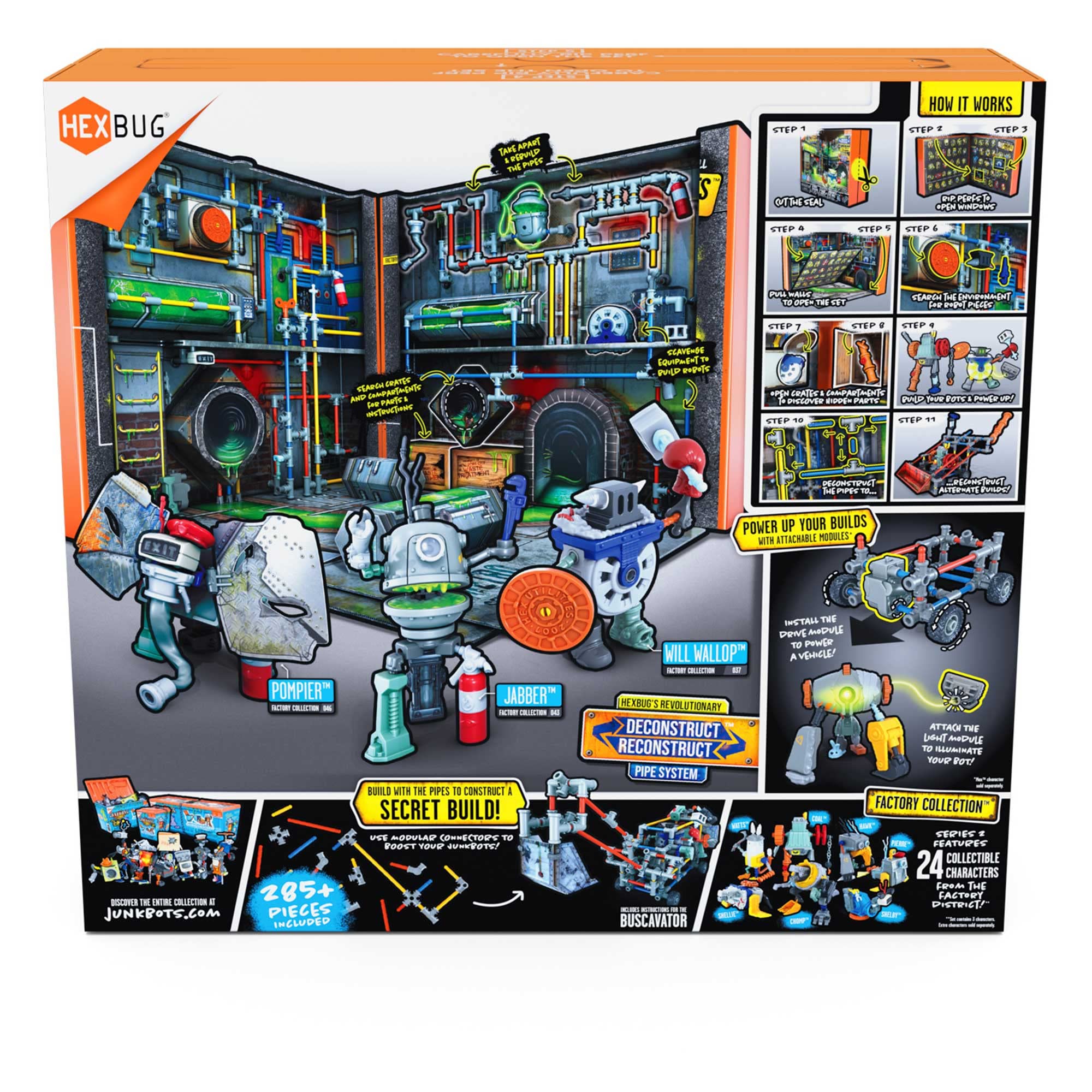 HEXBUG JUNKBOTS Large Factory Habitat Metro Sewer System - 285+ Piece Construction Toy Playset for Kids Ages 5+, STEM Building Toys for Boys & Girls with Surprise Action Figures - Perfect for Creative Play & Indoor STEM Activities