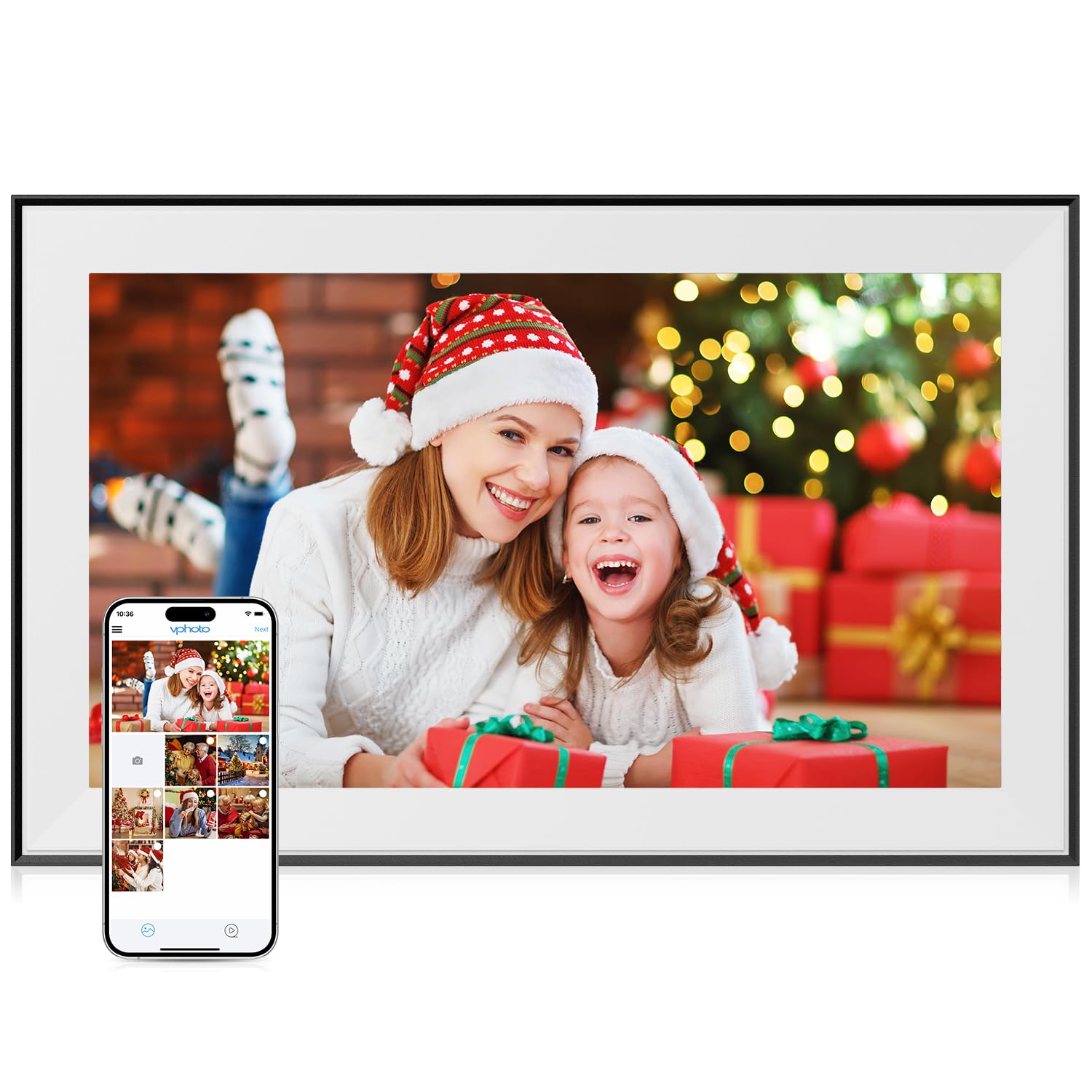 Dragon Touch 15.6 Inch WiFi Digital Picture Frame with 32GB Storage - Full HD 1080P Touchscreen, Auto-Rotate, Instant Photo/Video Sharing via Free App | Perfect Gift for Mom, Dad & Family | Display Memories in Living Room, Bedroom or Office
